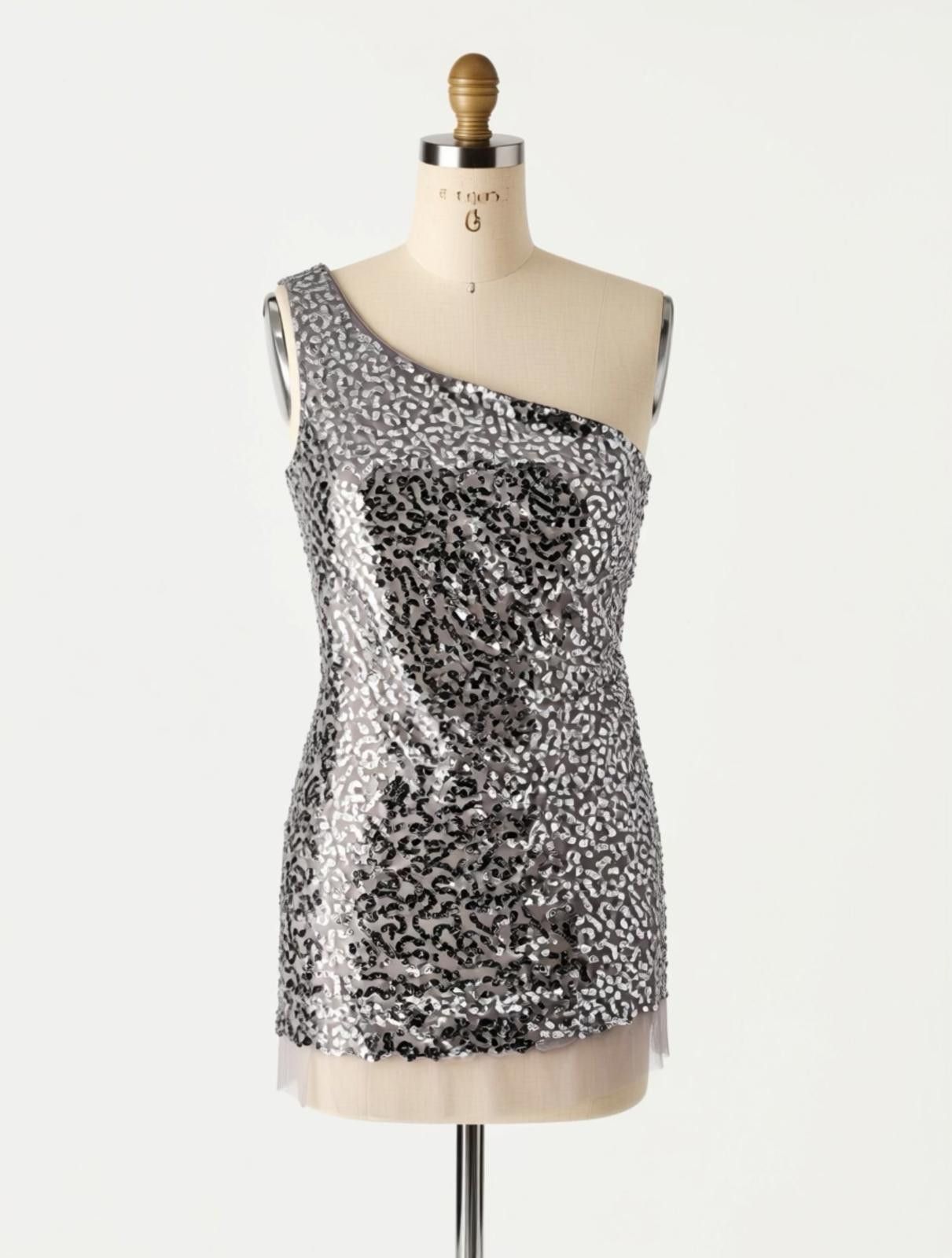 Other Wildcat One-Shoulder Silver Sequin Shirt Size L Size L / US 10 / IT 46 - 1 Thumbnail