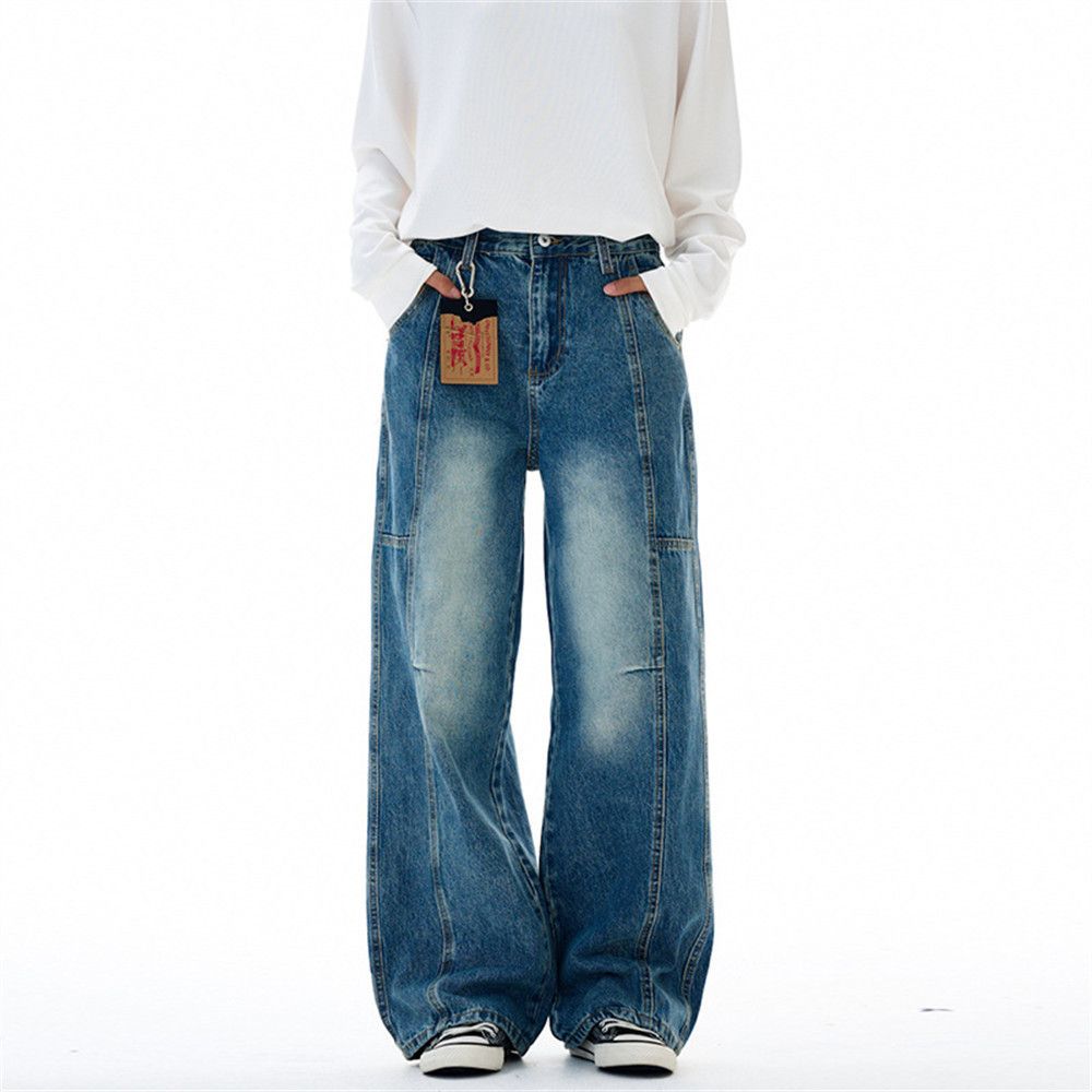 Japanese Brand Retro Men's Washed Casual Straight Leg Wide-Leg Jeans Size US 32 / EU 48 - 1 Thumbnail