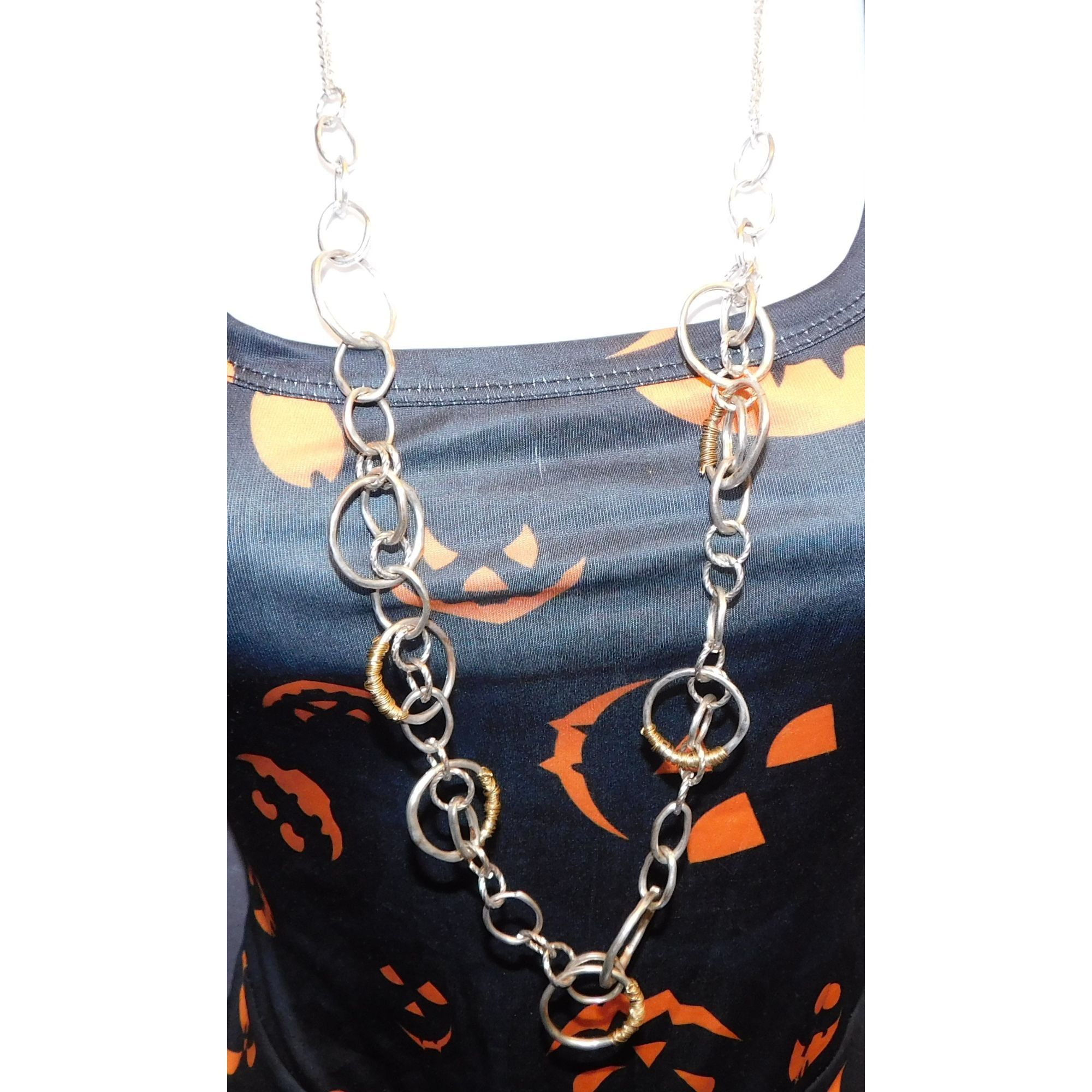Other Wrapped Circle Geometric Silver And Gold Tone Link Necklace Size ONE SIZE - 4 Thumbnail