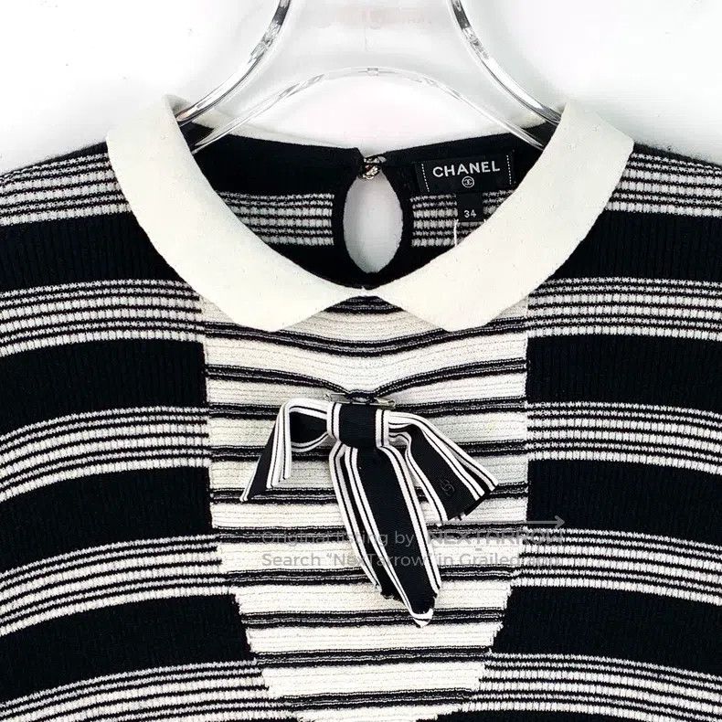Chanel Chanel Colour-blocked striped bow decoration doll collar s Size XXS / US 00 / IT 34 - 4 Thumbnail