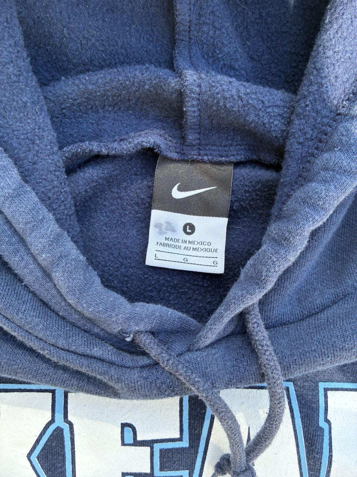 Nike × Vintage Vintage 2000s Navy Blue Nike Center Swoosh Sports Team Hood Size US L / EU 52-54 / 3 - 3 Thumbnail