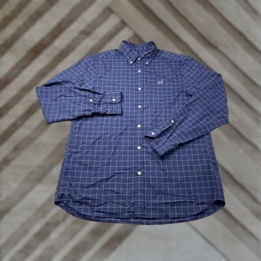 Vineyard Vines Vineyard Vines Shirt Mens M Blue Plaid Performance Classic Fit Whale Button-Up Long Sleeve Casual Business Travel Size US M / EU 48-50 / 2 - 1 Thumbnail