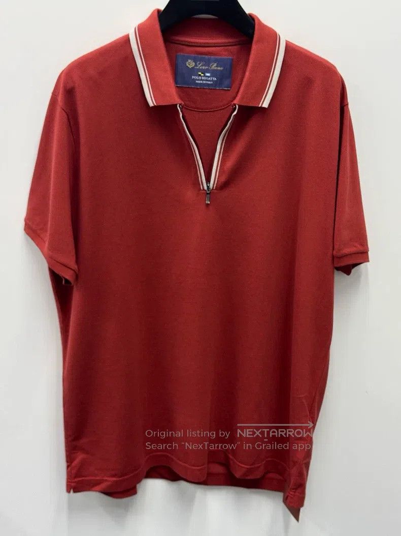 Loro Piana Loro Piana Men's Red Striped Short Sleeve Polo Shirt Size US XL / EU 56 / 4 - 2 Thumbnail