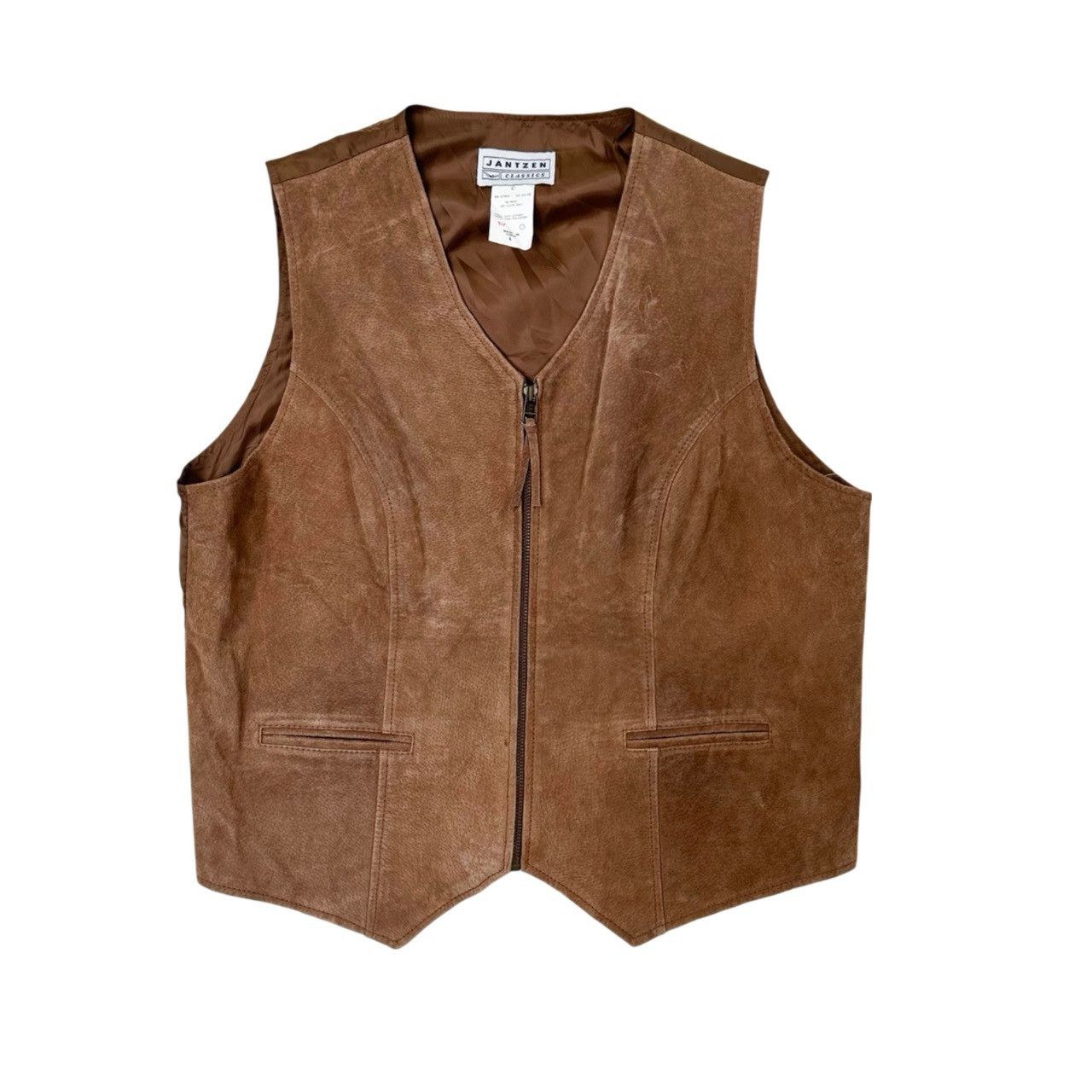 Vintage Vintage 90s Jantzen Suede Zip Up Vest Size US L / EU 52-54 / 3 - 1 Thumbnail