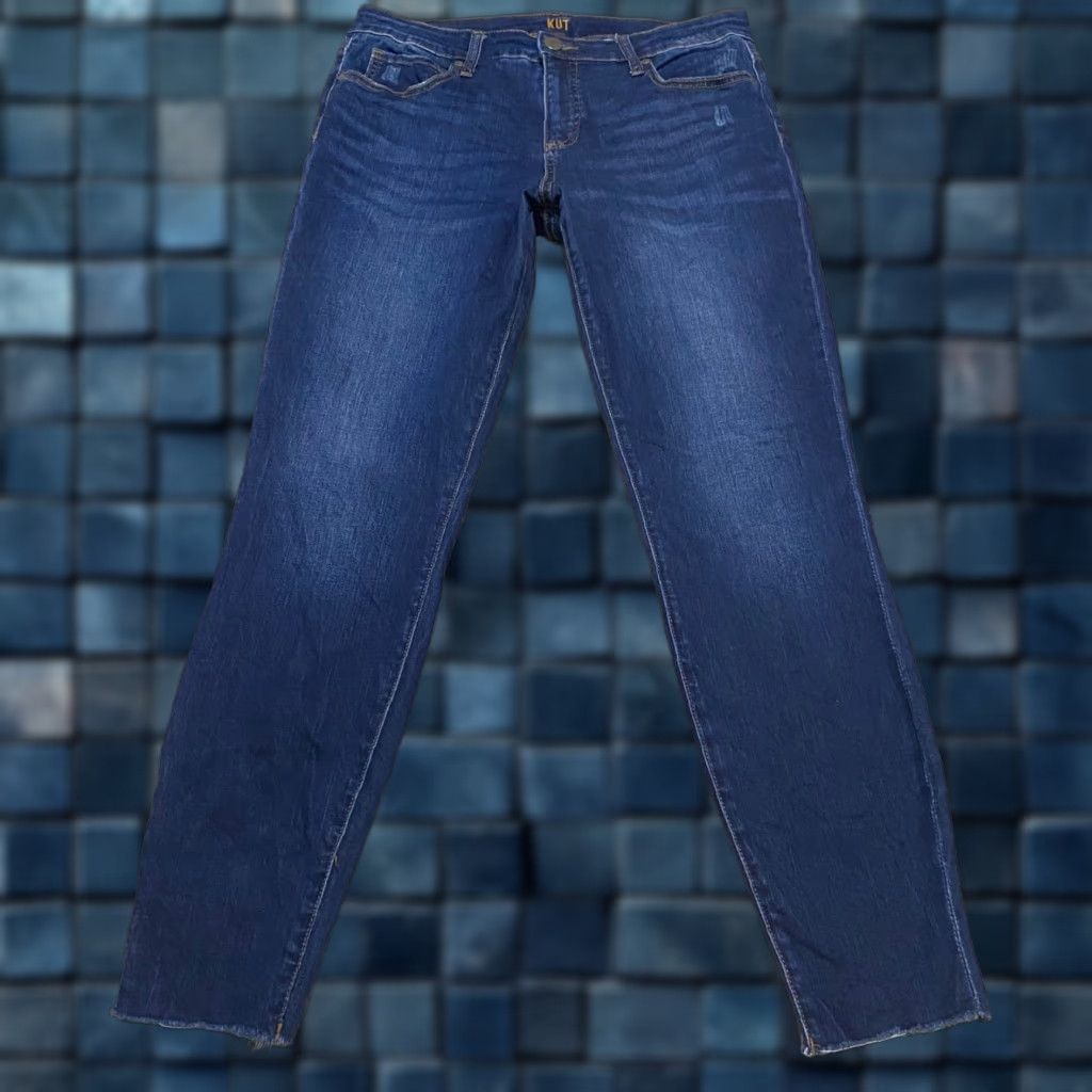Vintage KUT from the Kloth Jeans Womens 8 Blue Denim Dark Wash Skinny High Rise Button Zip Size 30" / US 8 / IT 44 - 1 Thumbnail