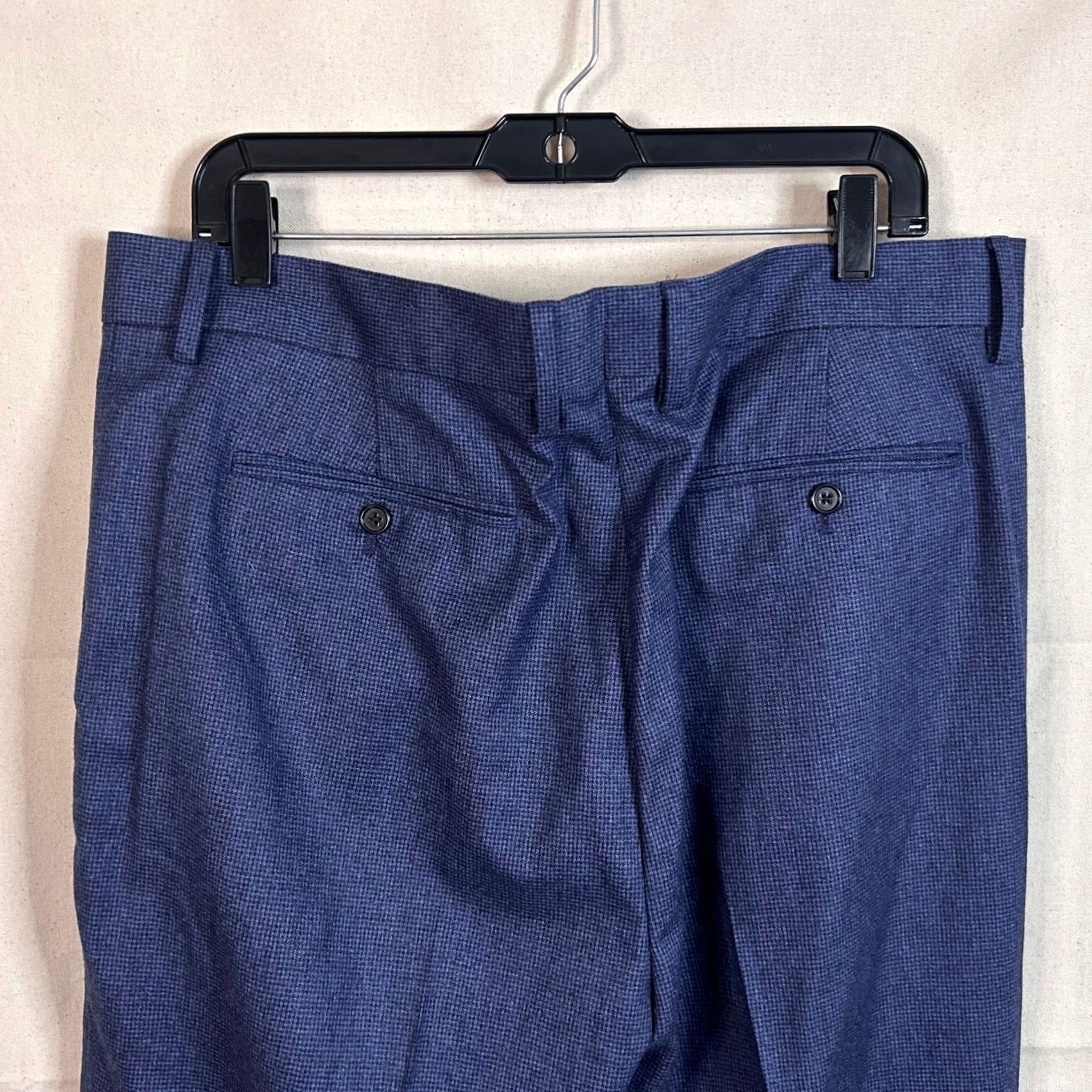 Banana Republic Banana Republic 36R Tailored Slim Fit Dress Pant Flannel Wool Plaid Blue Mens Size US 36 / EU 52 - 7 Thumbnail
