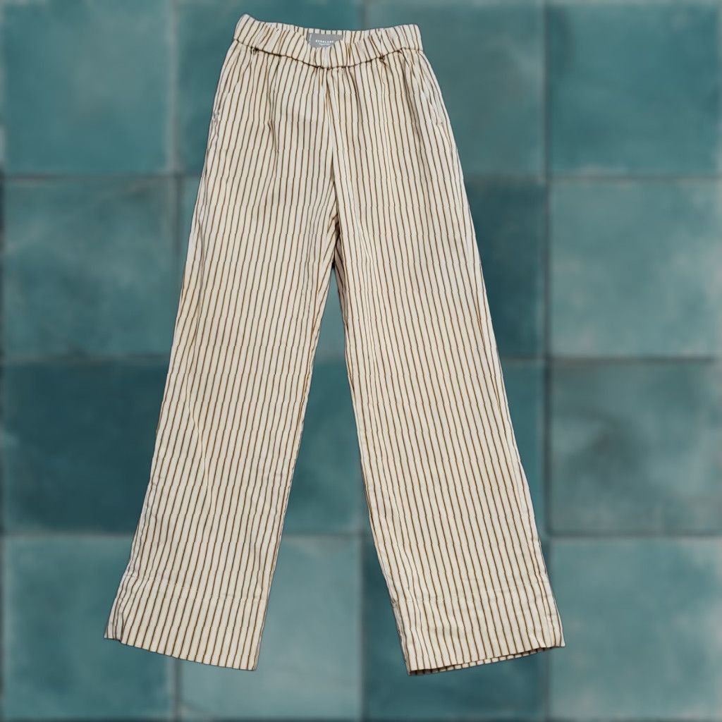 Everlane VINTAGE Everlane Pants Womens 0 Tan Brown Striped Organic Cotton Pull On Preppy Size 25" / US 0 / IT 36 - 1 Thumbnail