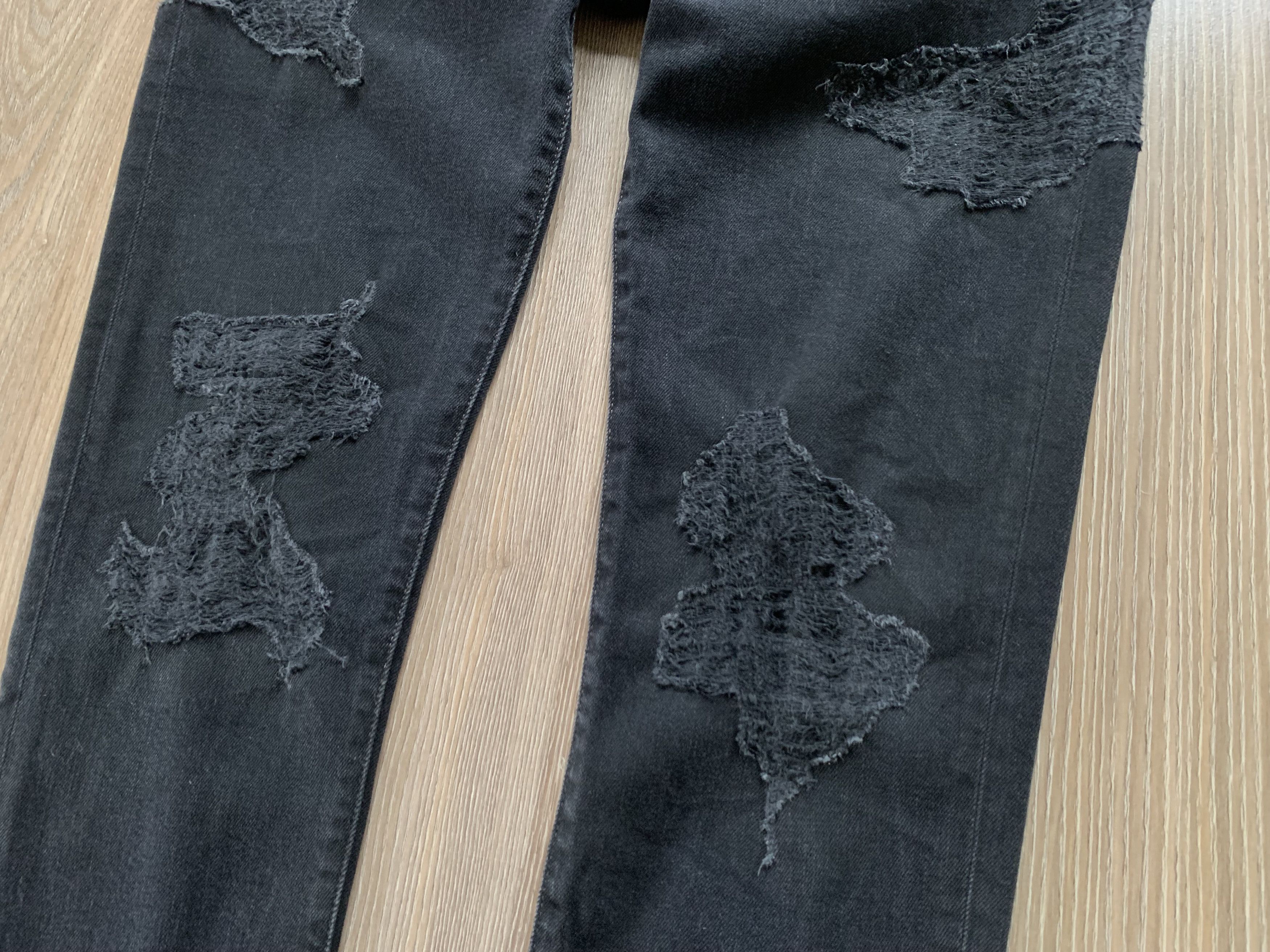 Diesel Diesel D-Strukt Distressed Black Jeans Size US 31 - 7 Thumbnail