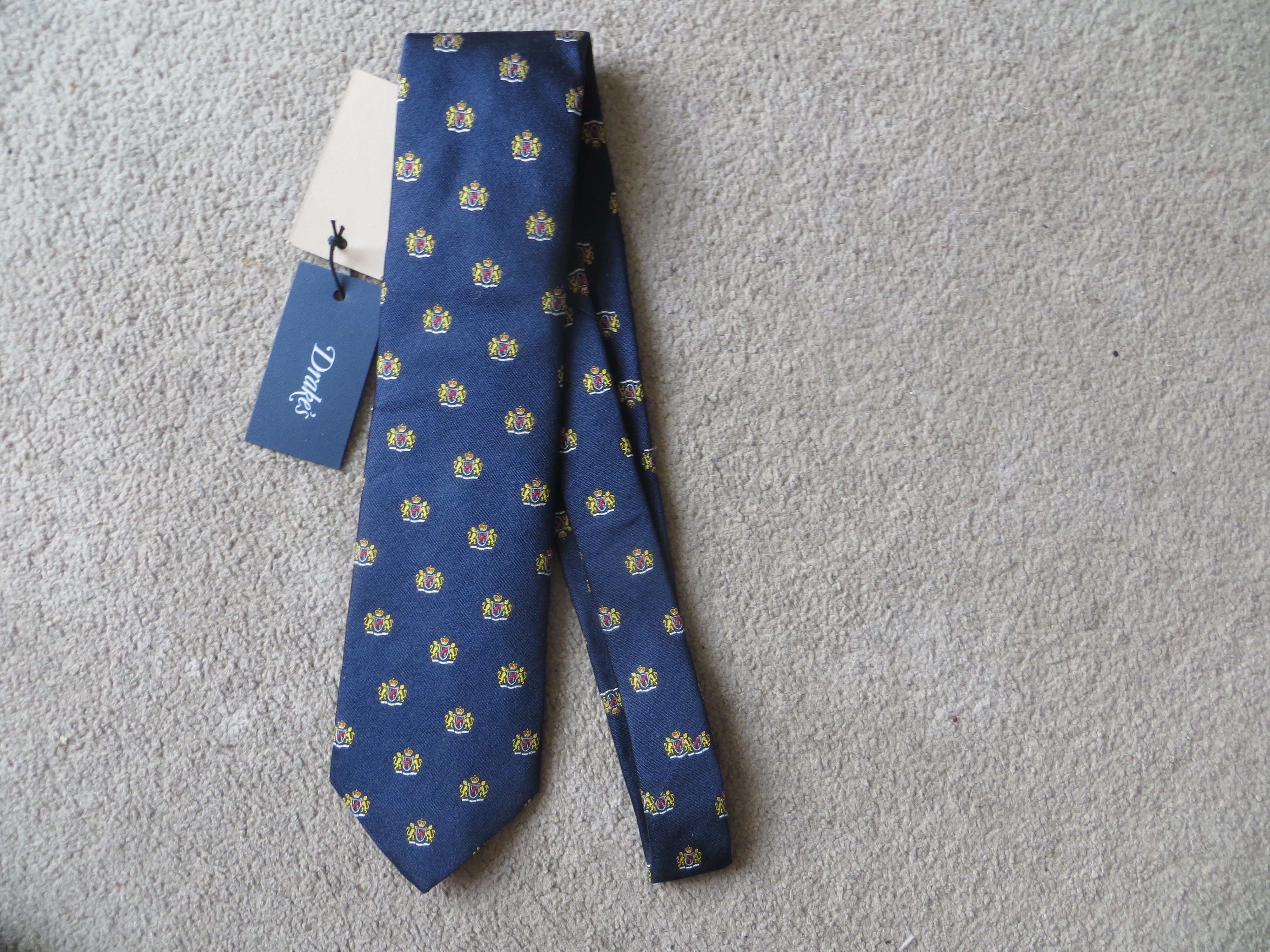 小物 Kingsman by Drake's Necktie Drake's X Kingsman Eggsy Harry Navy Blue Pink Repp Tie