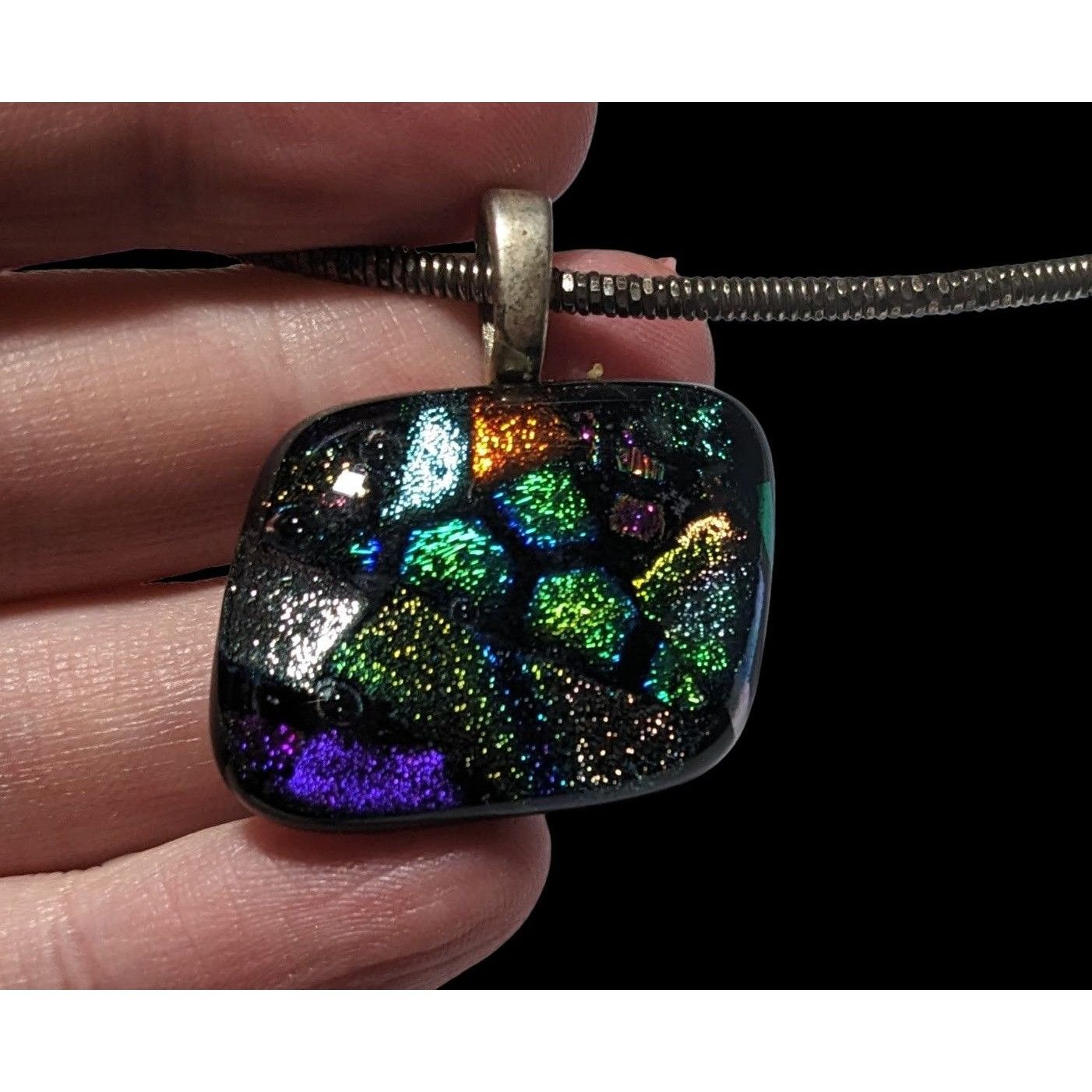 Other Rainbow Dichroic Glass Pendant Necklace Size ONE SIZE - 5 Thumbnail
