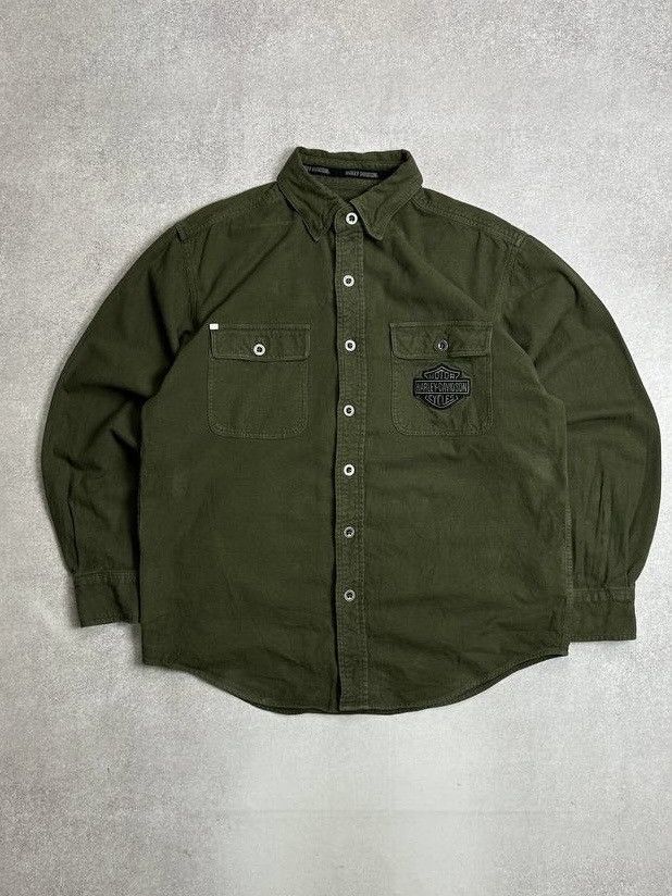 Harley Davidson Vintage Harley Davidson Overshirt Cotton Jacket Rare M Size US M / EU 48-50 / 2 - 1 Thumbnail