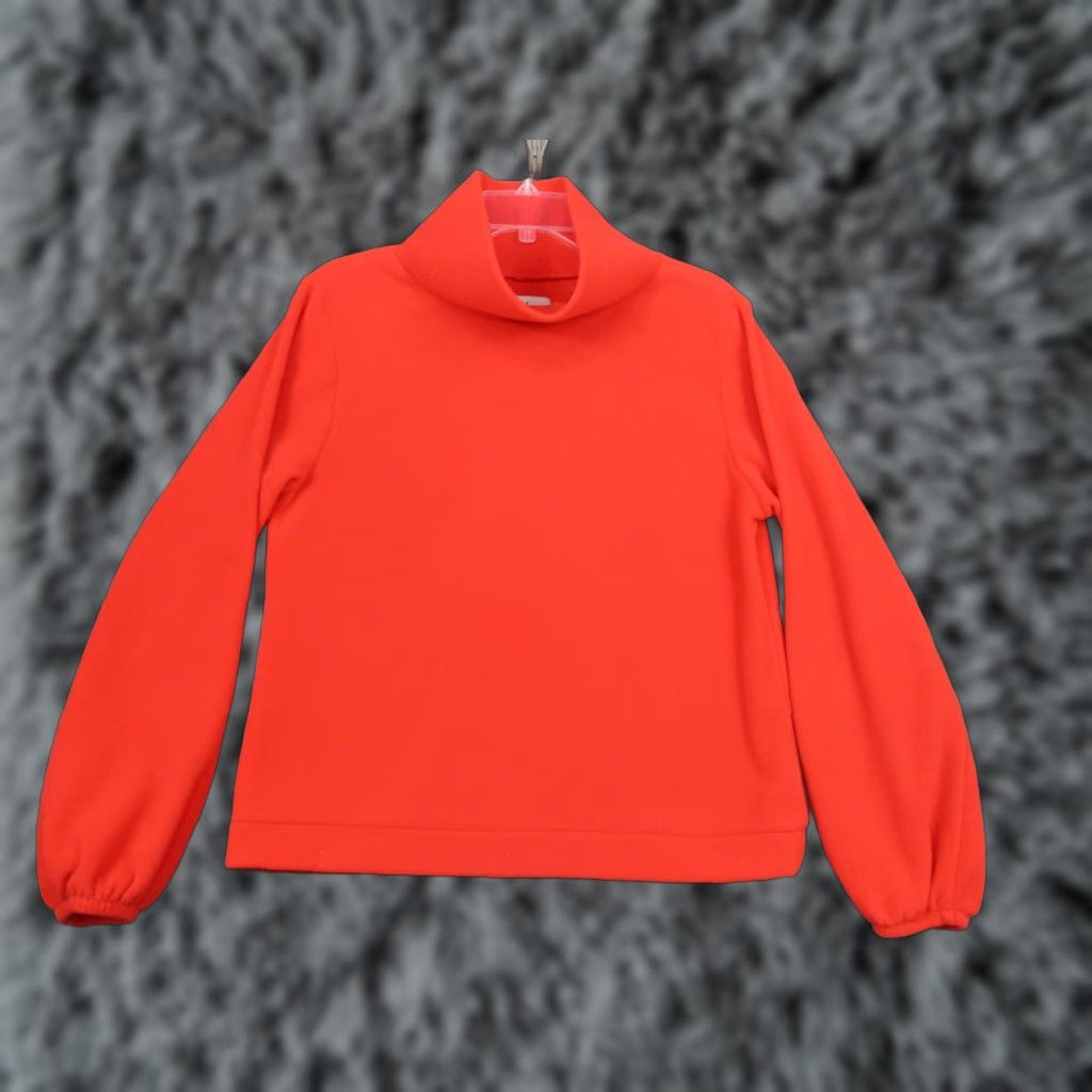 Vintage Dudley Stephens Fleece Pullover Womens Large Red Turtleneck Cowl Neck Pineapple Size L / US 10 / IT 46 - 1 Thumbnail