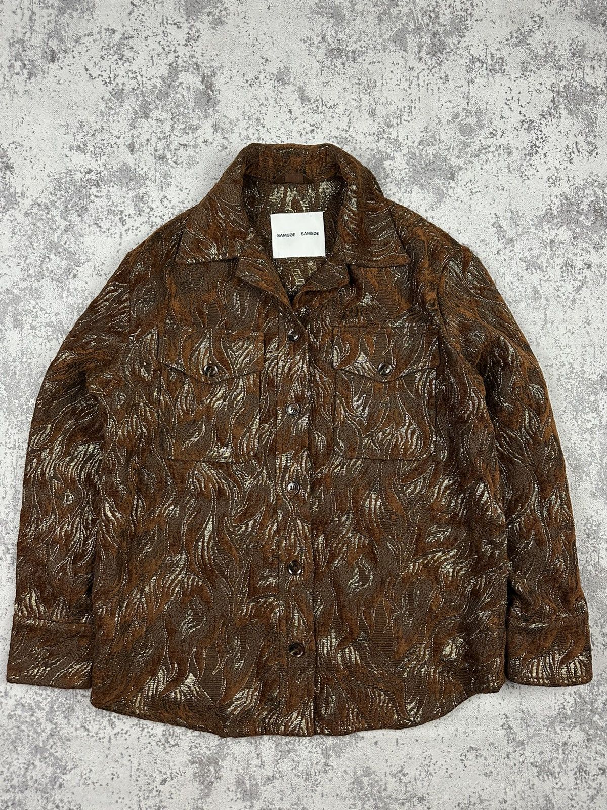 Samsoe Samsoe Samsoe Samsoe Cinnamon Waves Metallic Overshirt Jacket Size US S / EU 44-46 / 1 - 1 Thumbnail