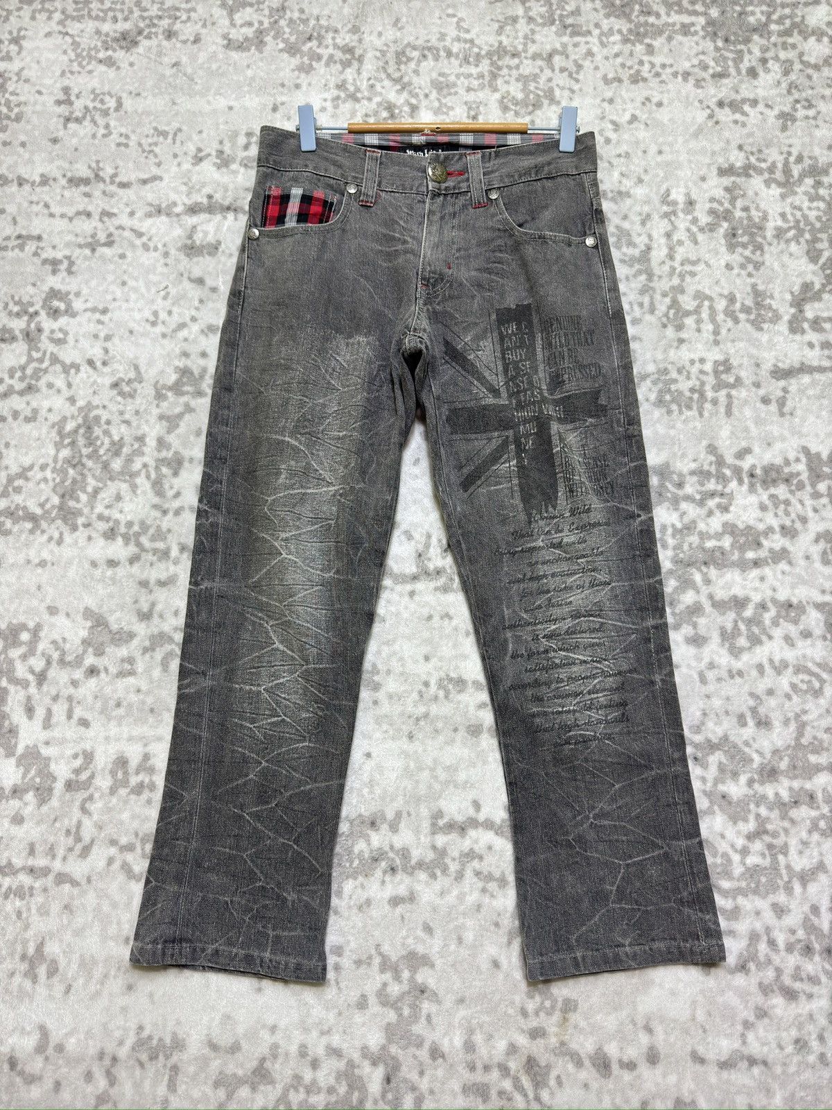 Vintage Y2K Wild Life Poem Print Whiskered Cropped Denim Jeans Size US 29 - 1 Thumbnail