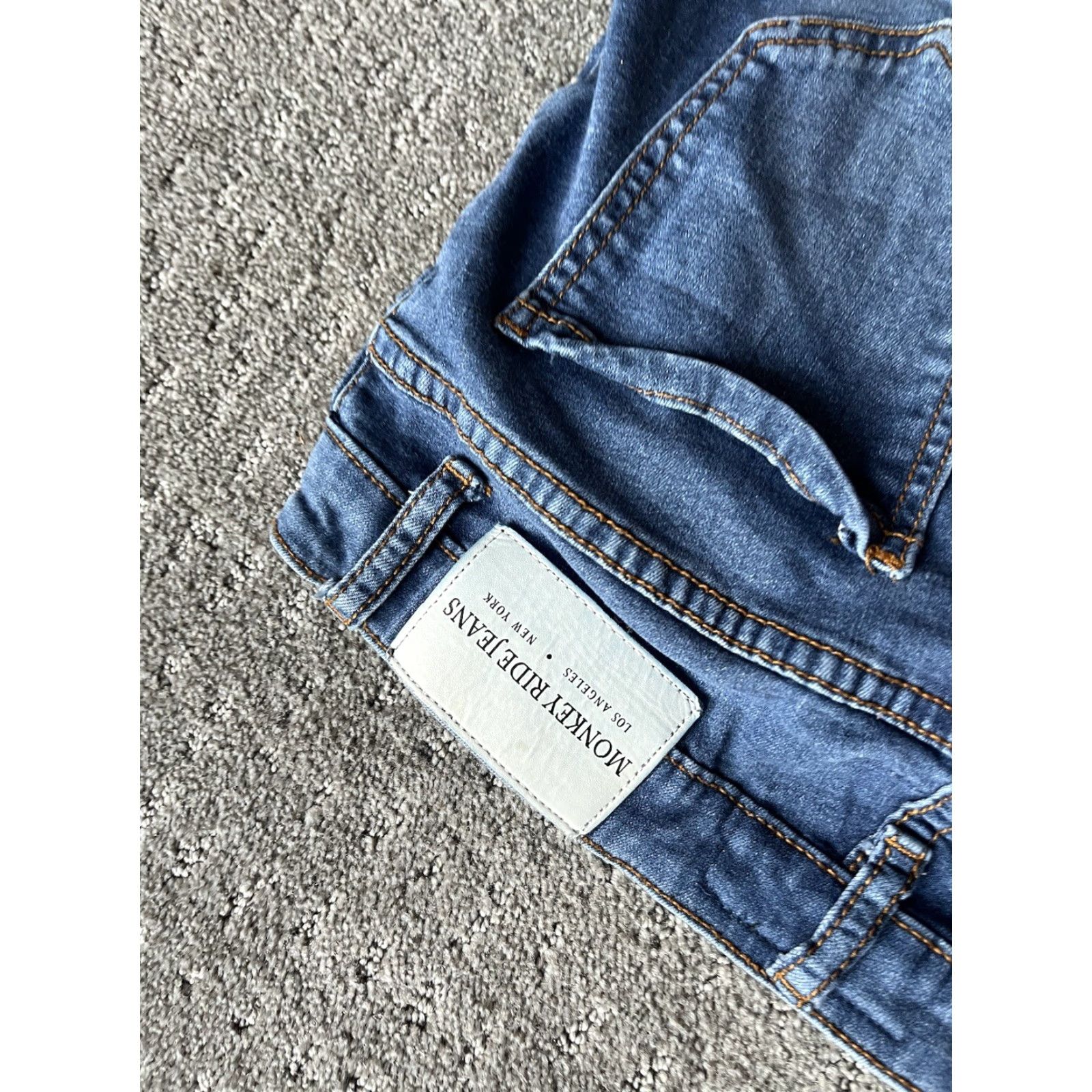 Vintage Monkey Ride Jeans Jeans Super Skinny Mid Rise Women Juniors Size 9/29 Blue 5-Pocket Denim Dark Stretch Logo Size 30" / US 8 / IT 44 - 5 Thumbnail