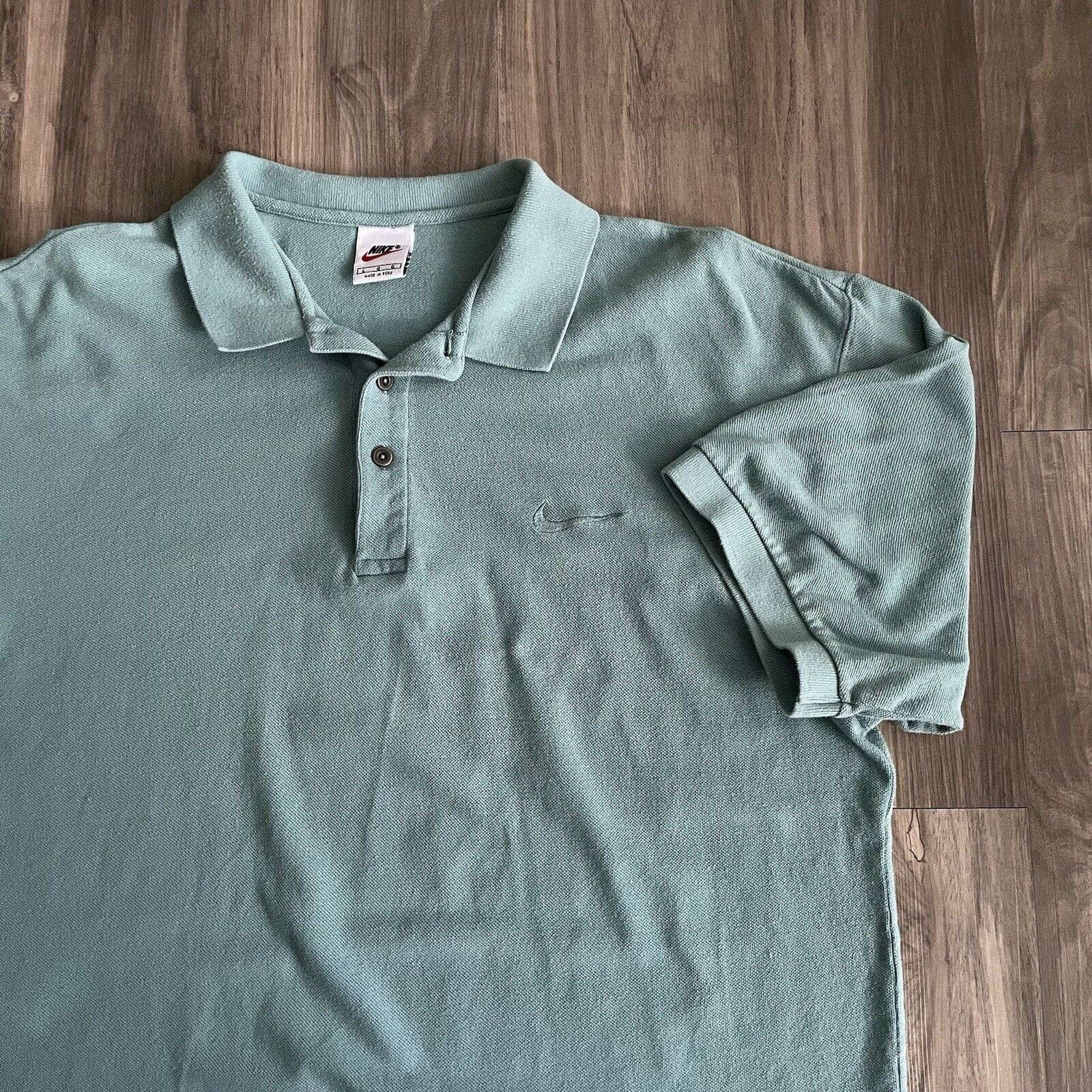 Nike × Vintage Vintage Nike Polo Shirt Size L Teal Blue Short Sleeve Size US L / EU 52-54 / 3 - 2 Thumbnail