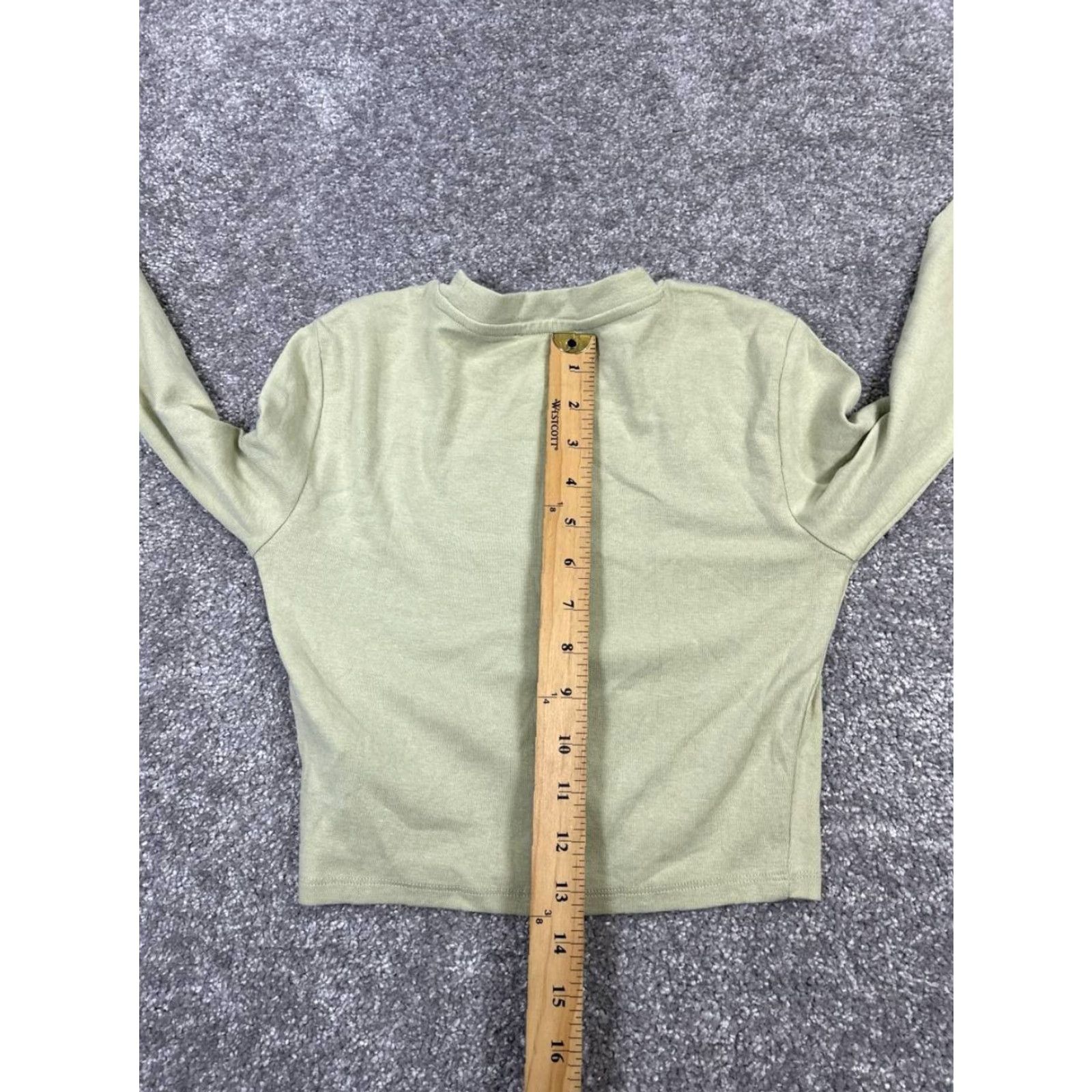Zara Zara Shirt Womens Medium Green Cotton Blend Knit Crop Top Size M / US 6-8 / IT 42-44 - 7 Thumbnail