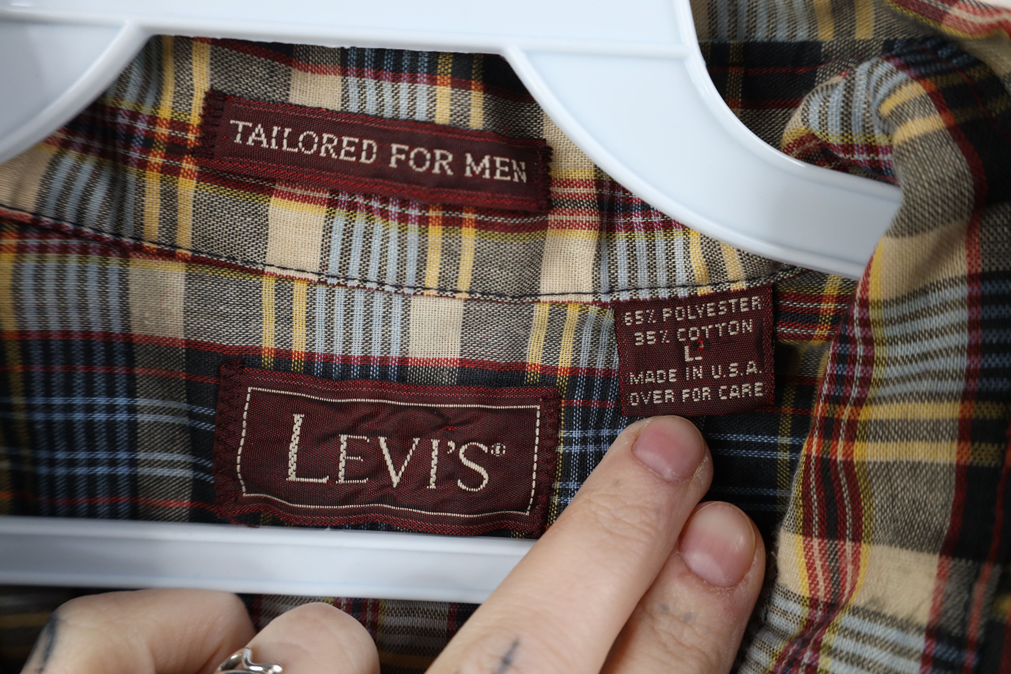 Levi's Vintage 70s 80s Levis Thin Rainbow Button Shirt Plaid Size US L / EU 52-54 / 3 - 8 Thumbnail