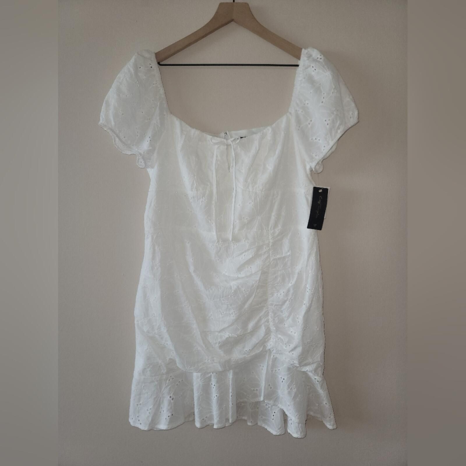 Other City Triangles White Eyelet Mini Dress NWT SZ 19 Cotton Size XL / US 12-14 / IT 48-50 - 4 Thumbnail