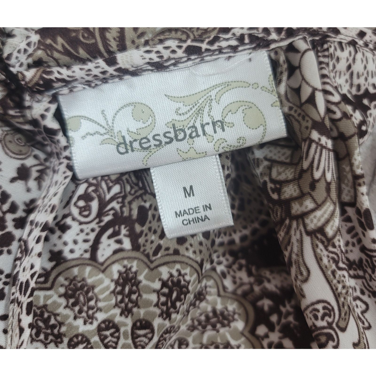 Other Dressbarn Brown White Floral Rolled Collar Shirt Medium Size M / US 6-8 / IT 42-44 - 5 Thumbnail
