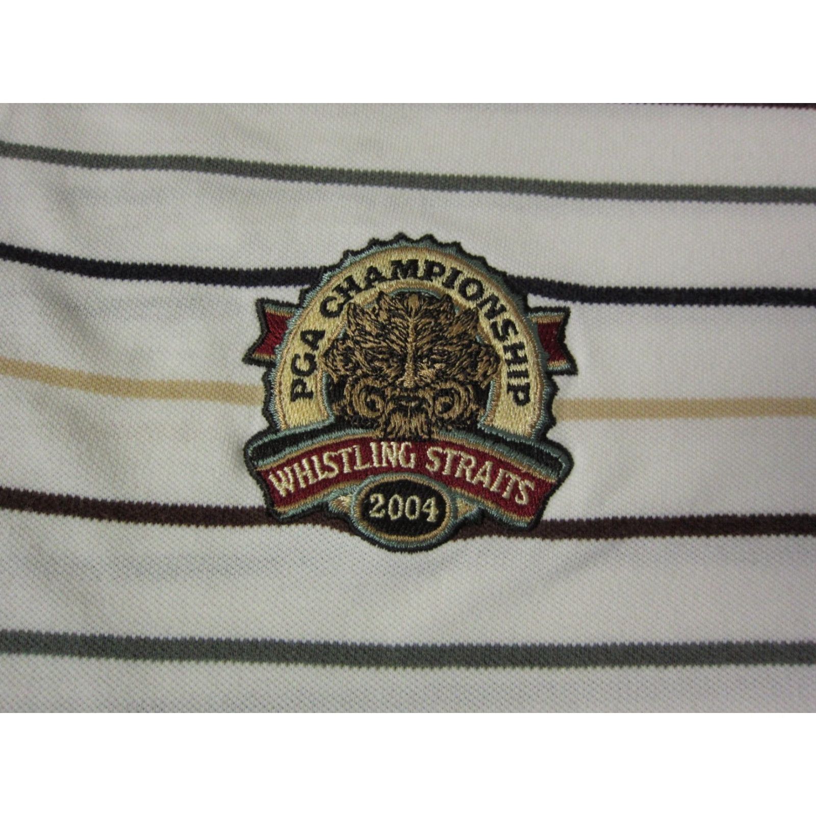 PGA Tour VINTAGE PGA TOUR Polo Shirt Mens Adult M White Striped 90s Outdoor Logo Athletic Short Sleeve Club Shirt Size US M / EU 48-50 / 2 - 3 Thumbnail