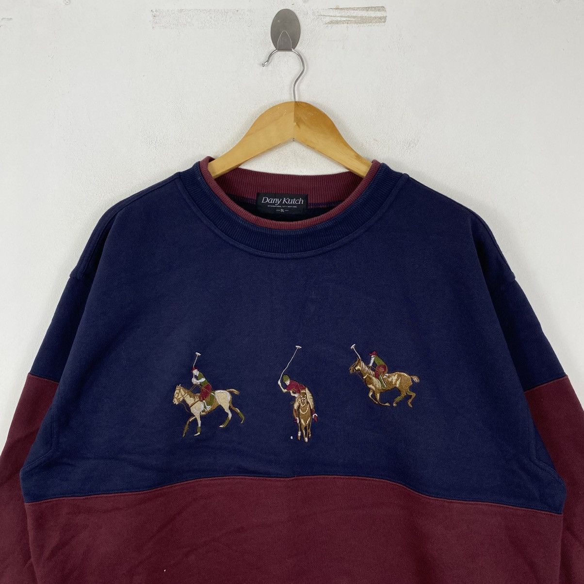 Vintage Vintage 90s Dany Kutch Polo Horse Embroidered Sweatshirt 3L Size US L / EU 52-54 / 3 - 3 Thumbnail