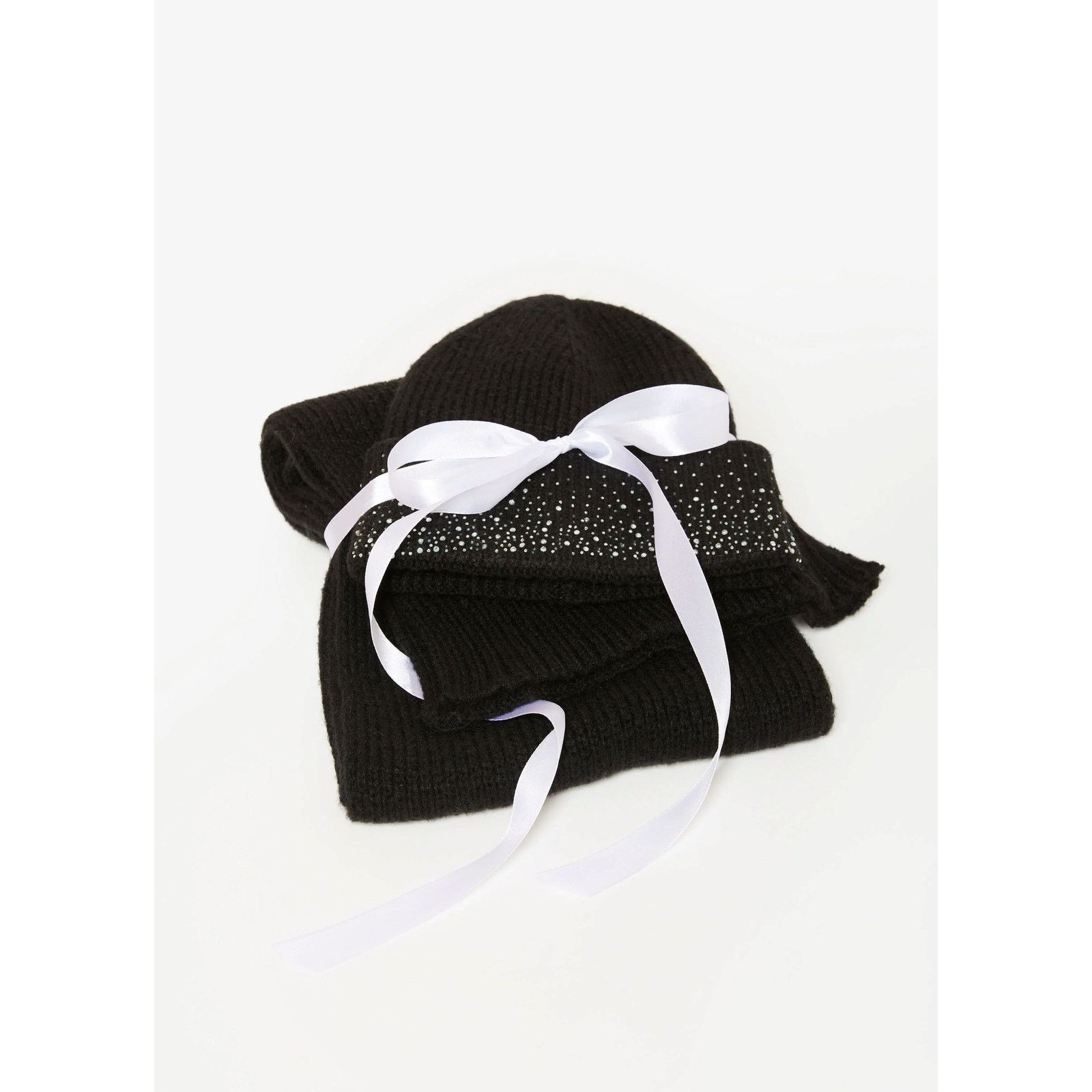 Other NEW Crystal Embellished Soft Ribbed Knit Hat Scarf Gift Set Size ONE SIZE - 1 Thumbnail