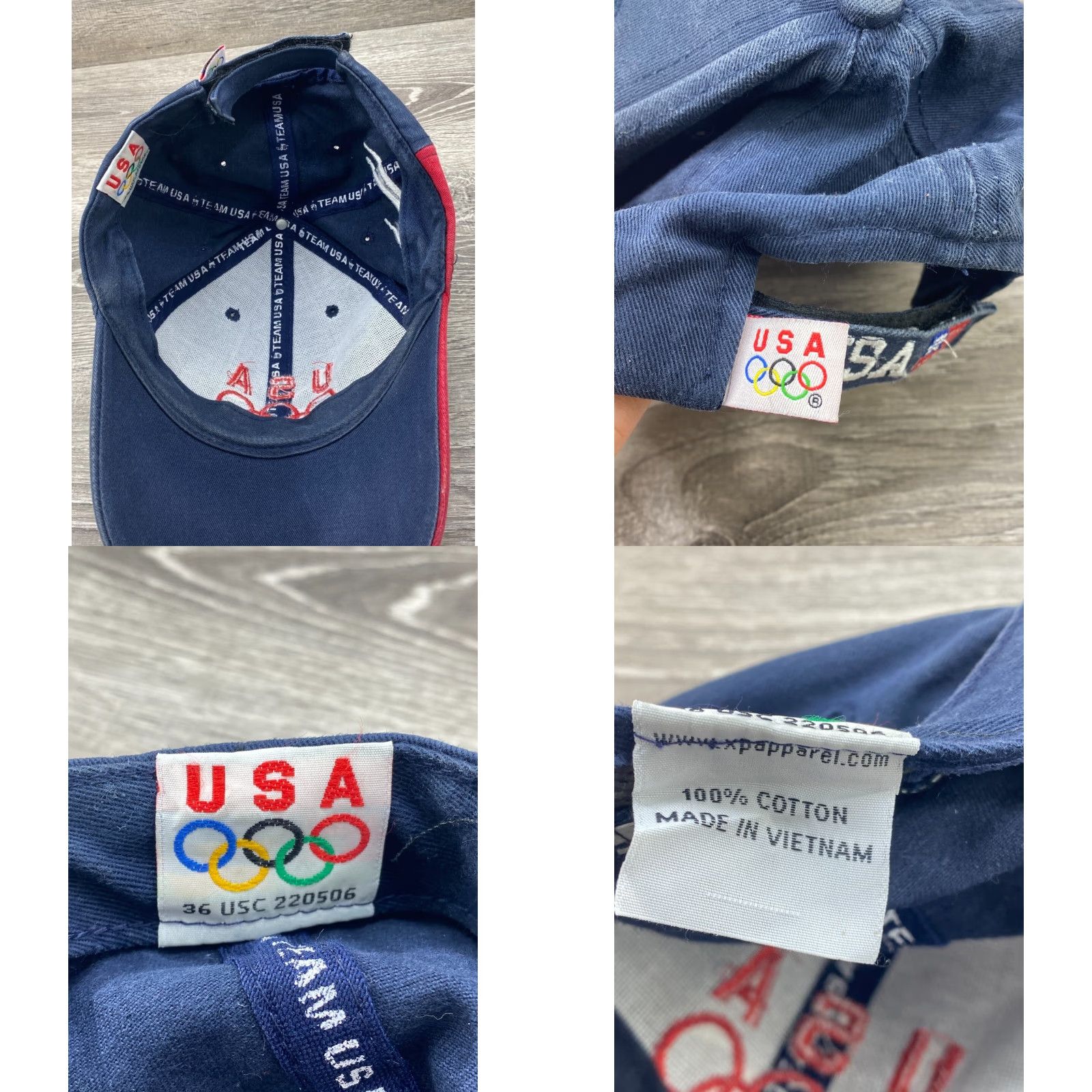 Vintage USA Olympics Strapback Cap 100% Cotton Hat Patriotic Red White Blue Striped Baseball Cap Men One Size Blue Size ONE SIZE - 8 Thumbnail