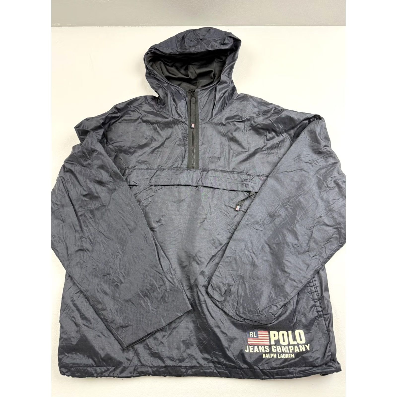 Vintage VINTAGE Polo Jeans Co. Ralph Lauren Jacket Mens Medium Gray Hooded Anorak 1/4 Zip Size US M / EU 48-50 / 2 - 2 Thumbnail