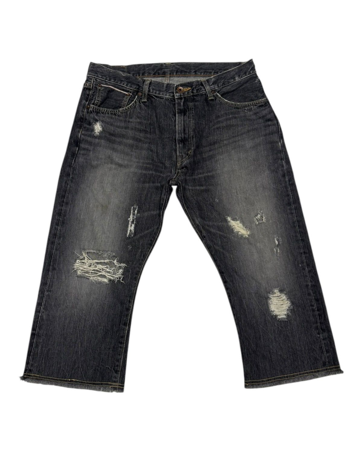 Edwin 🔥Rare🔥Edwin 505 Rips Distress Selvedge Denim Shorts Pants Size US 34 / EU 50 - 6 Thumbnail