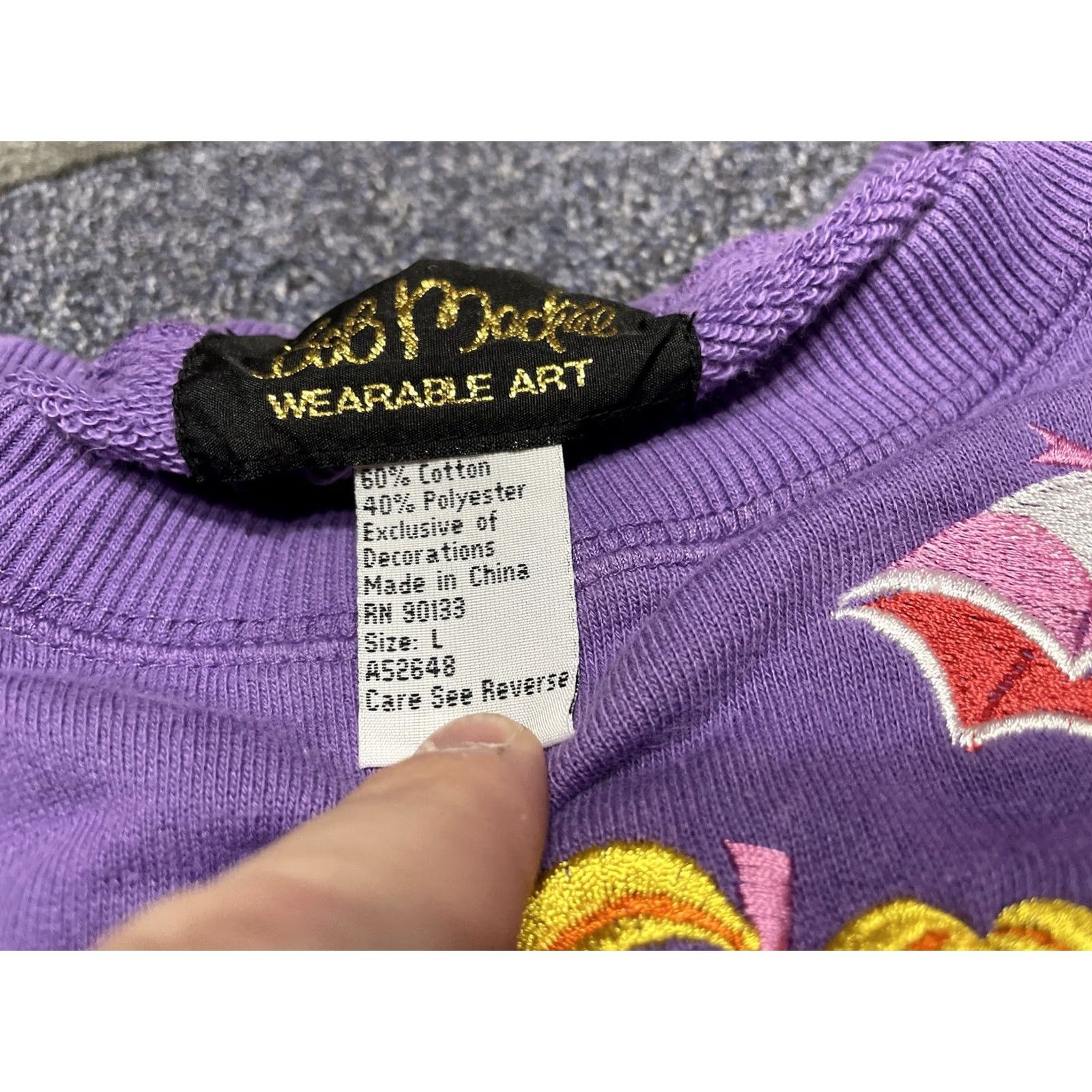 Bob Mackie VINTAGE Bob Mackie Sweatshirt Mermaid Crew Neck L Women's Blue Embroidered Wearable Art 90s Coastal Tropical Cute Mermaid Theme Size L / US 10 / IT 46 - 3 Thumbnail