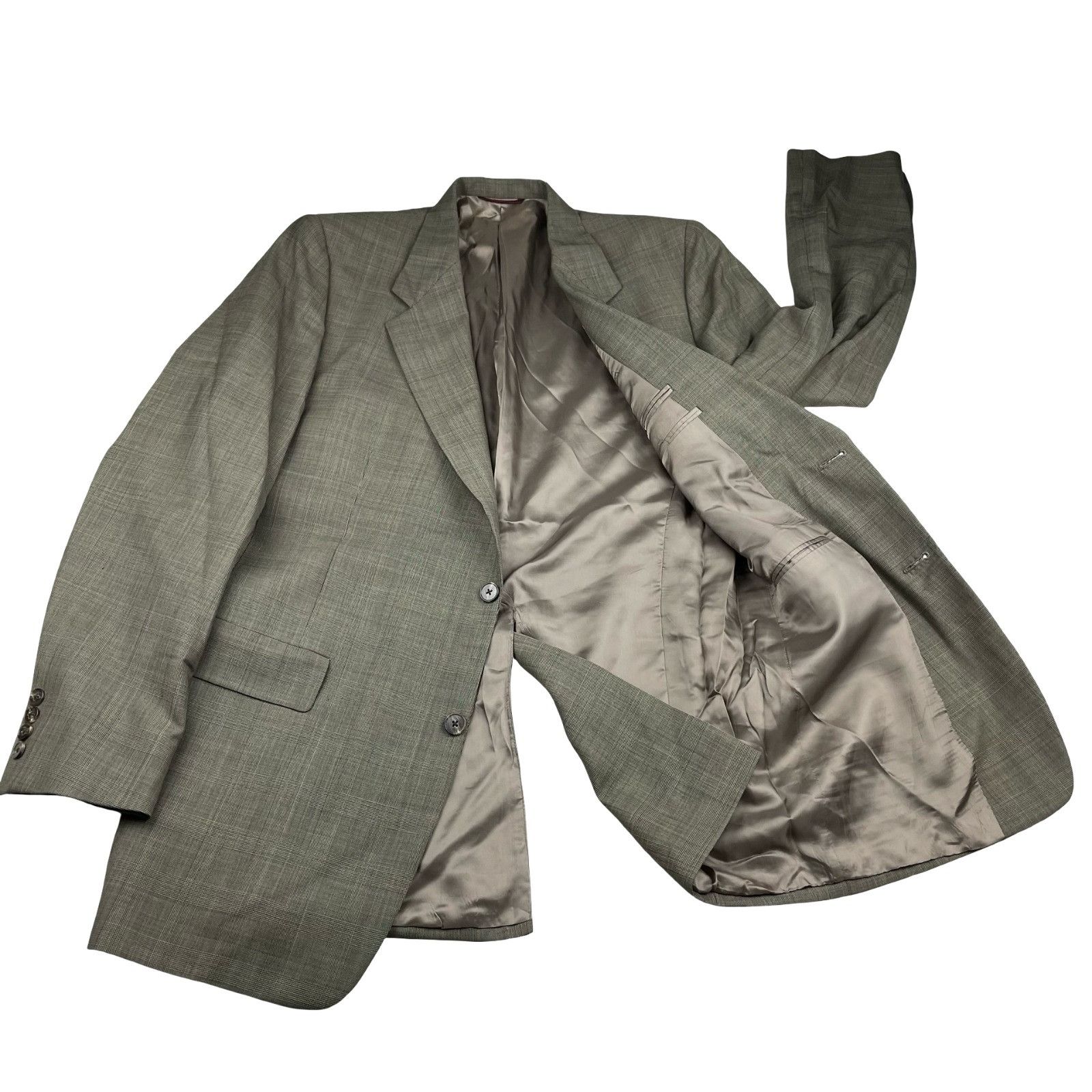 Hart Schaffner Marx Hart Schaffner Marx Men’s 100% Wool 2-Button Suit Beige Plai Size 42L - 3 Thumbnail
