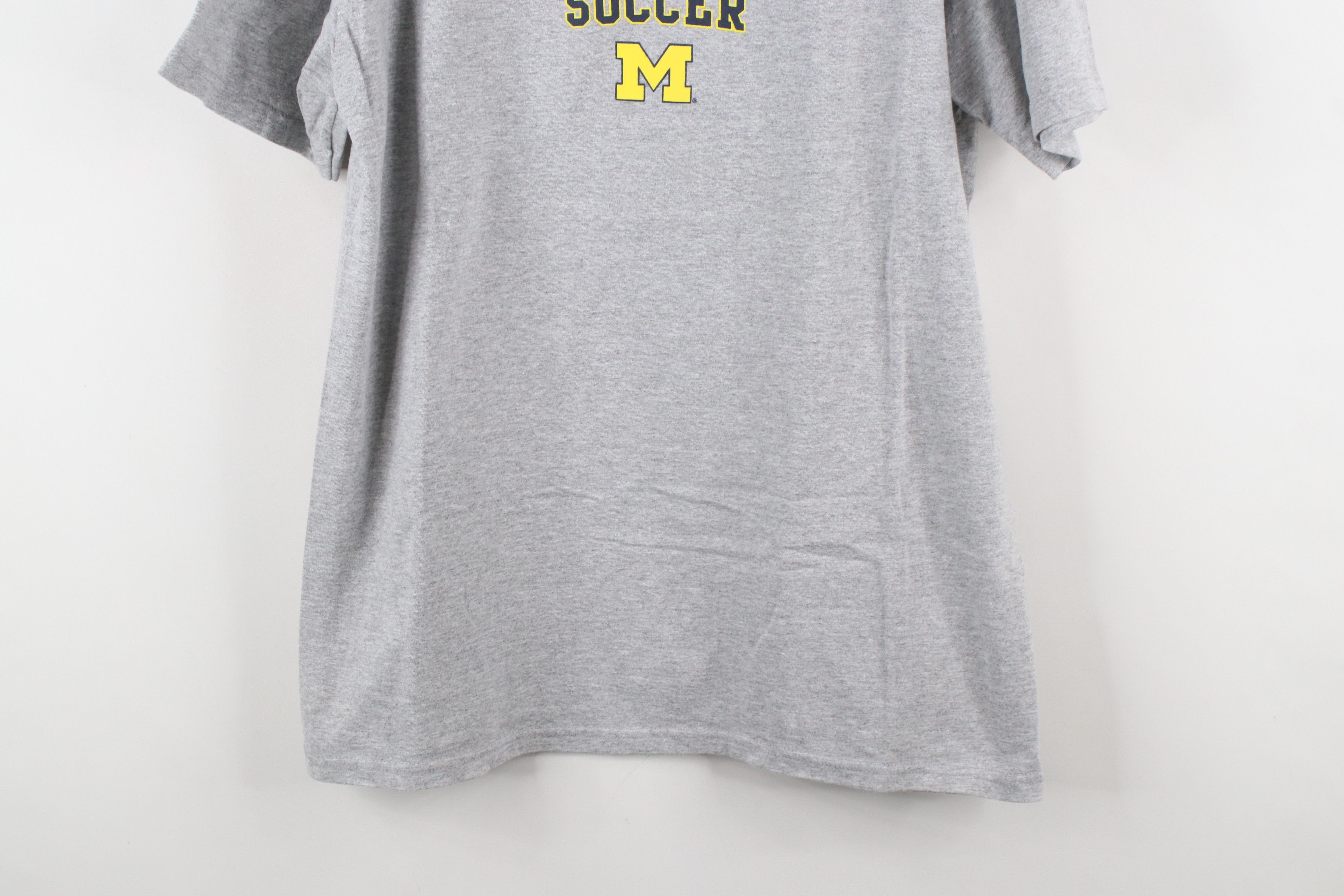 Adidas × Vintage Adidas Issued University of Michigan Soccer T-Shirt Gray Size US L / EU 52-54 / 3 - 3 Thumbnail