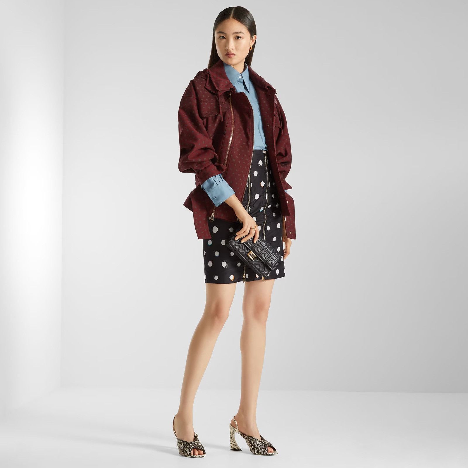 Fendi os11x0526 Wool Jacket in Burgundy Size M / US 6-8 / IT 42-44 - 3 Thumbnail