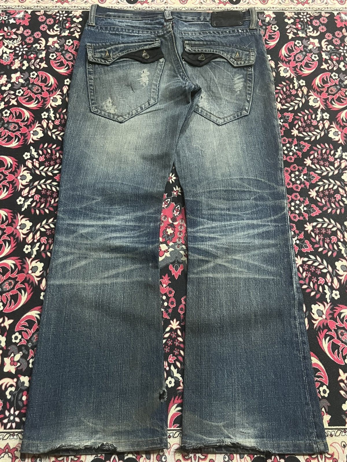 semanticdesign Vintage Semantic Design Chain Zipper Distressed Flare Jeans Size US 32 / EU 48 - 2 Thumbnail
