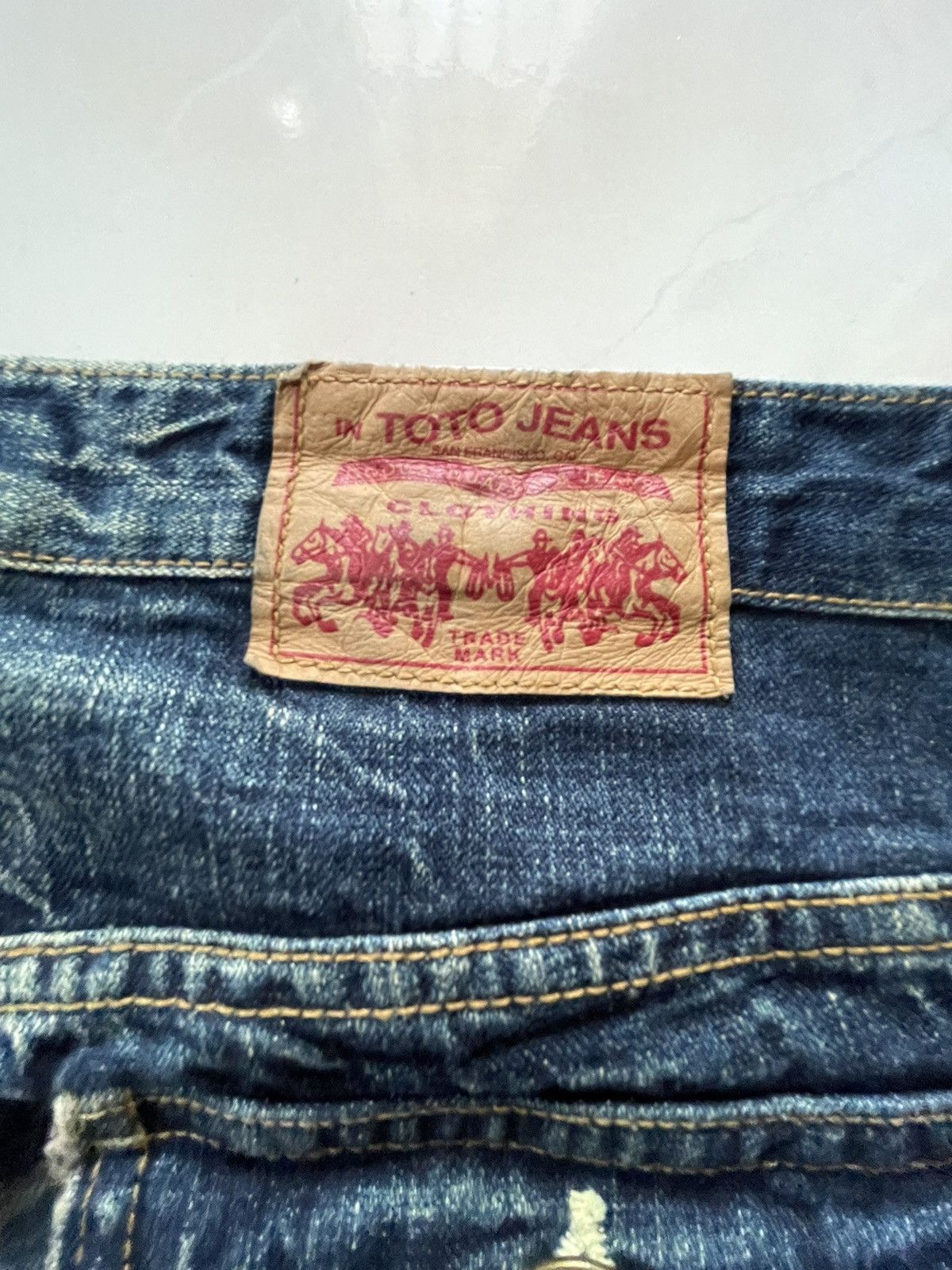 Japanese Brand × Le Grande Bleu (L.G.B.) × Tornado Mart Toto Japan Claws Mark Honeycomb Flare Low Rise Jeans Size US 32 / EU 48 - 20 Thumbnail