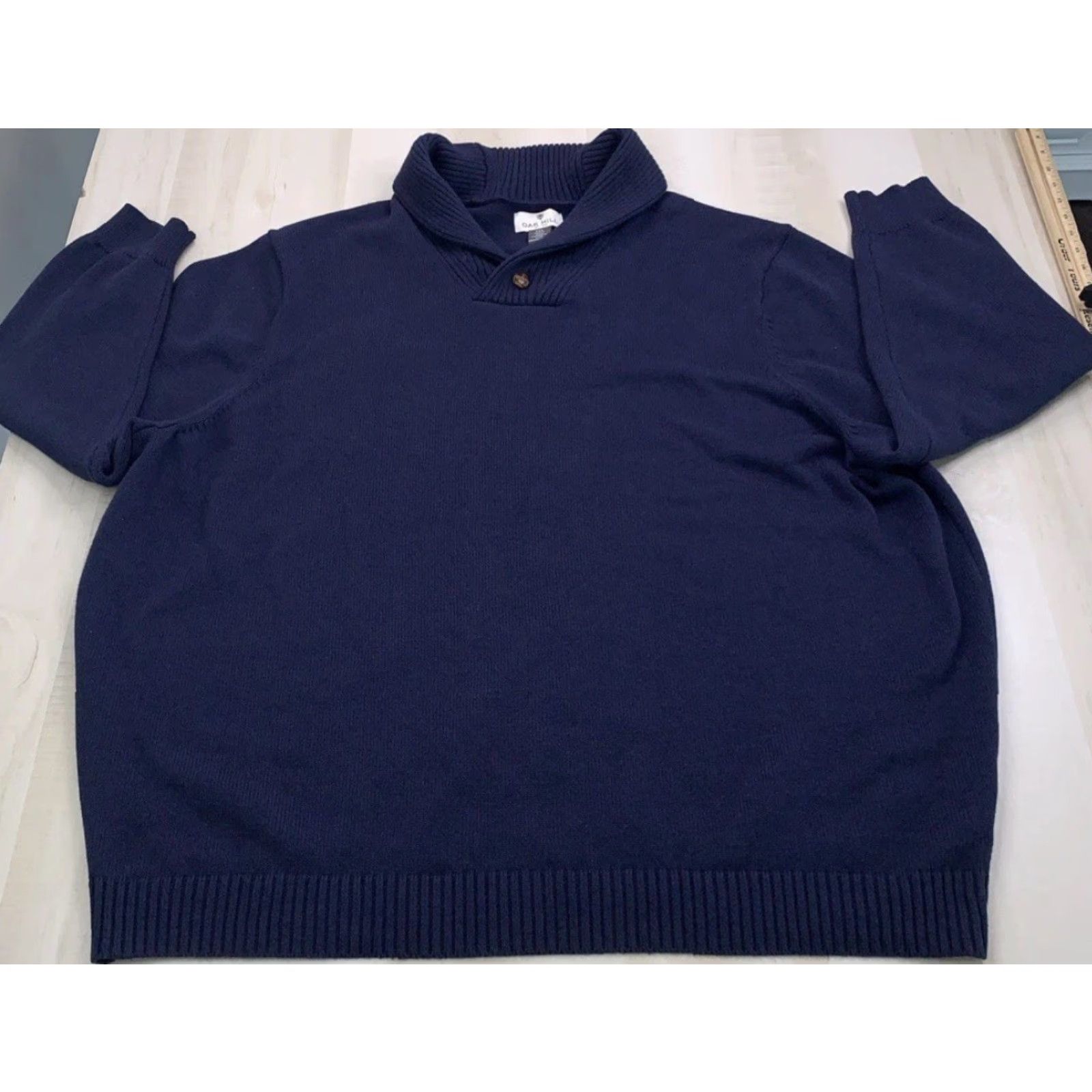 Vintage Oak Hill Navy Knit Cowl V Neck Mens Sweater 5XL Size US XXL / EU 58 / 5 - 3 Thumbnail