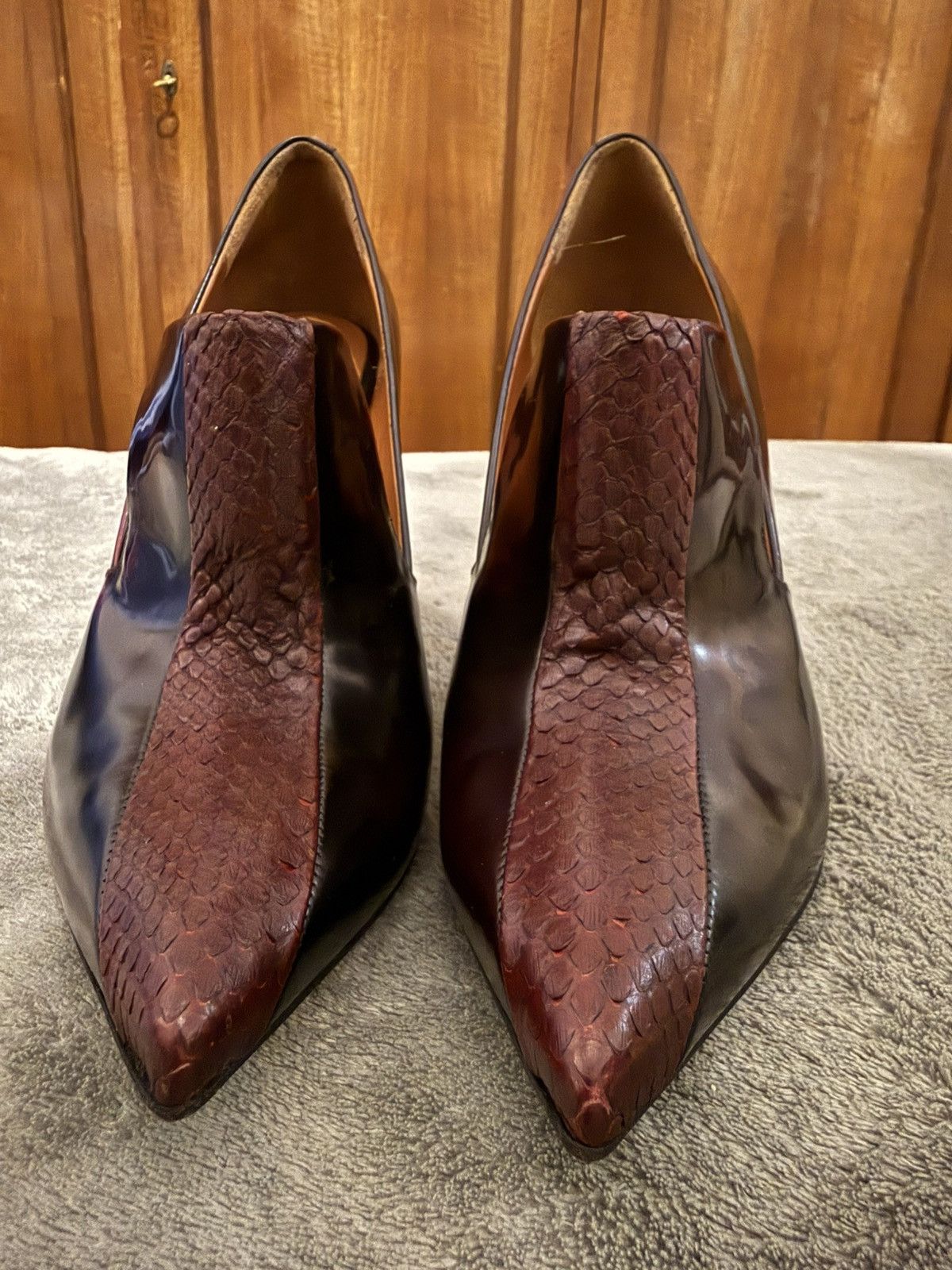 Celine Céline archive heels in pelle bordeaux e pitone. Size US 10 / IT 40 - 15 Thumbnail