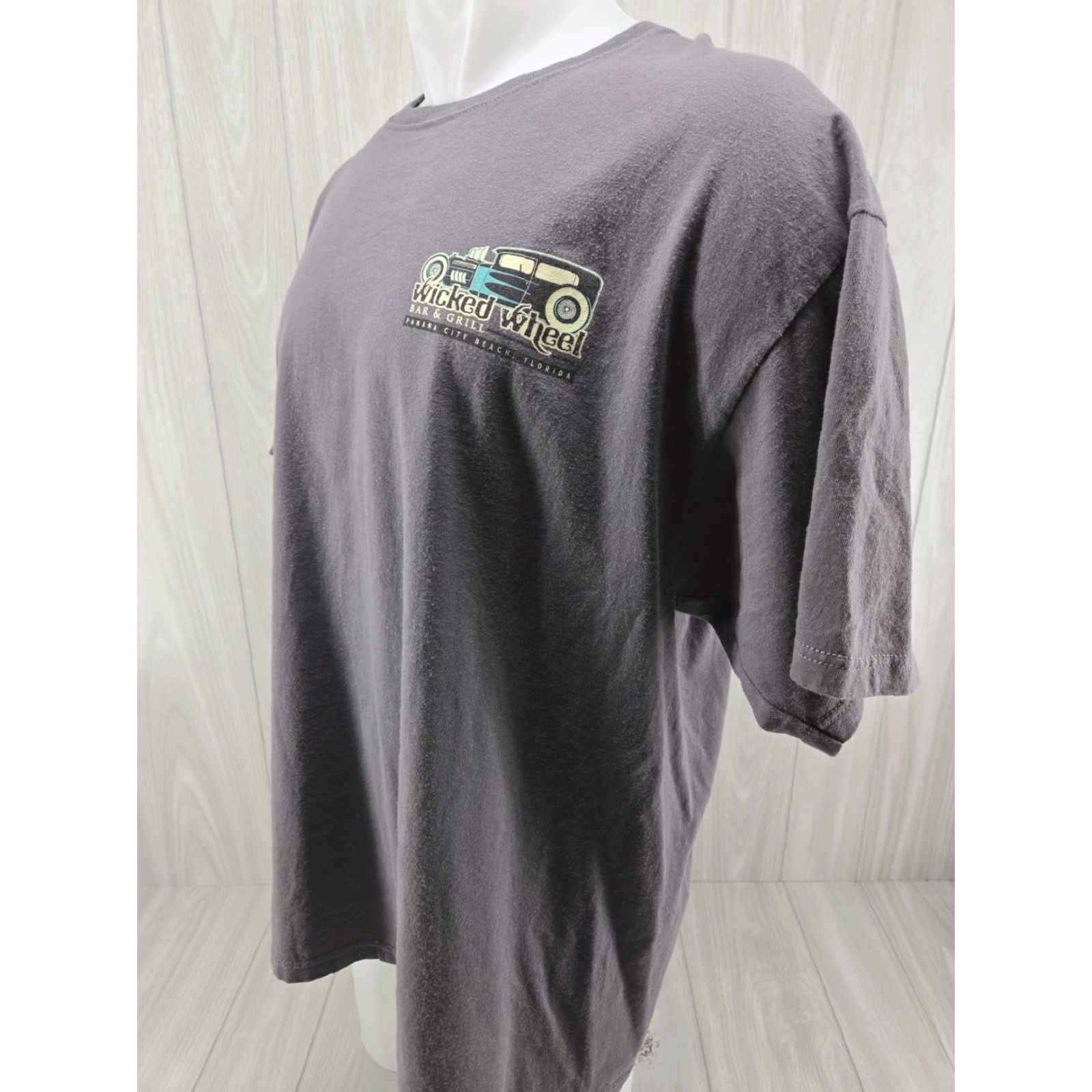 Anvil Distressed Wicked Wheel Motorcycle Panama City Beach Shirt Men Gray 2XL Size US XXL / EU 58 / 5 - 4 Thumbnail