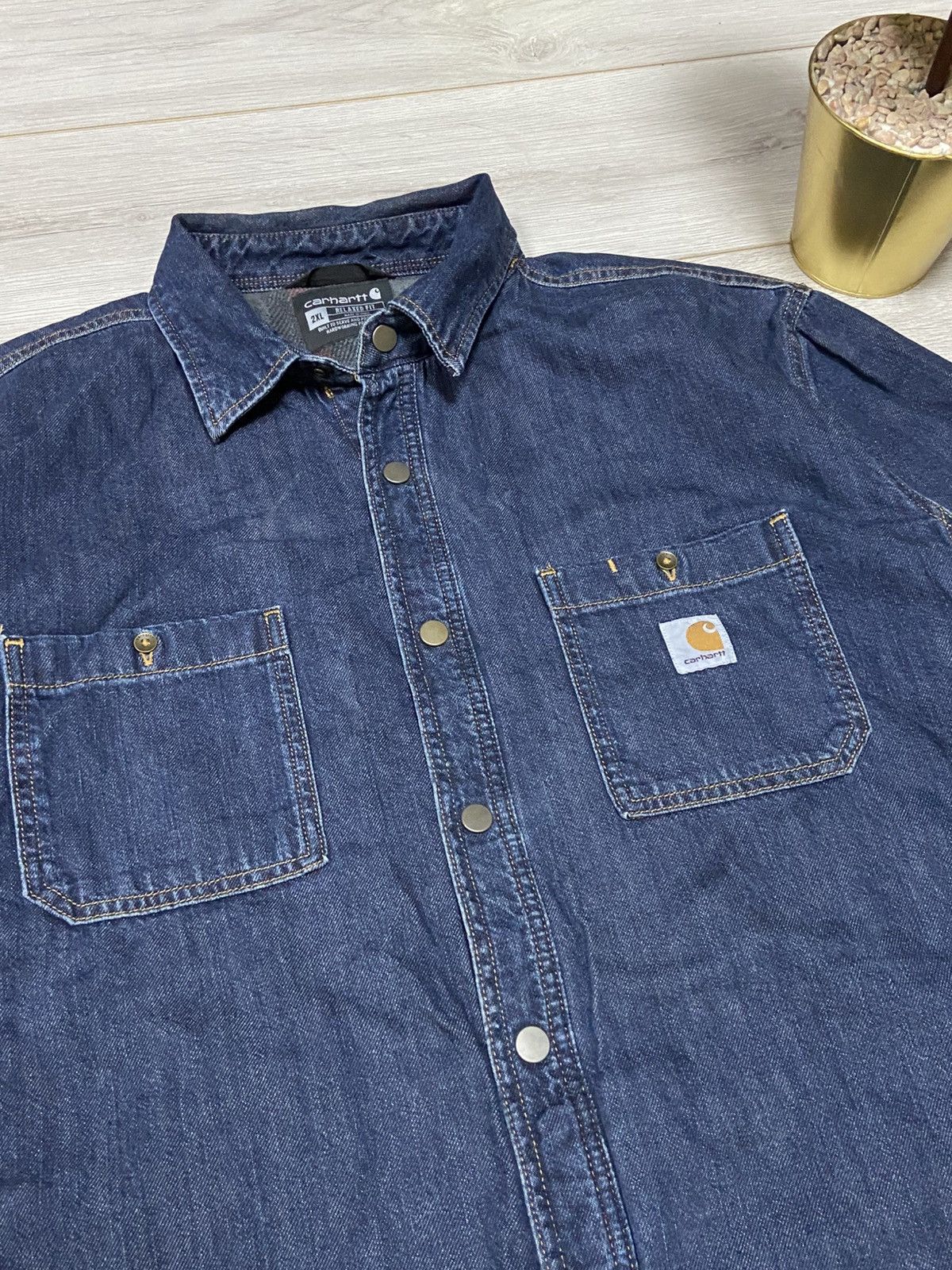 Carhartt Carhartt insulated lined denim jacket shirt buttons pockets Size US XXL / EU 58 / 5 - 4 Thumbnail