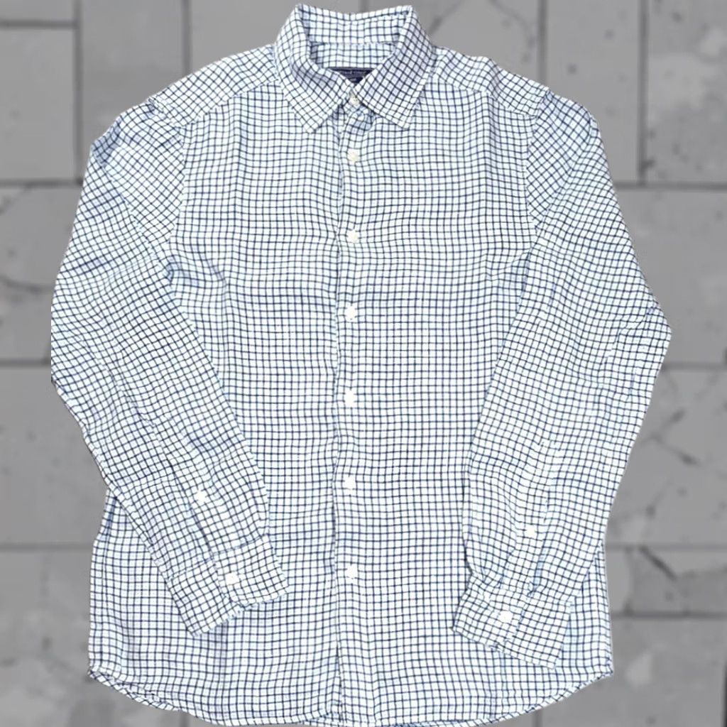 Vineyard Vines Vineyard Vines Button-Up Shirt Mens S Long Sleeve Tattersall Plaid Linen Blue White Shirt Size US S / EU 44-46 / 1 - 1 Thumbnail