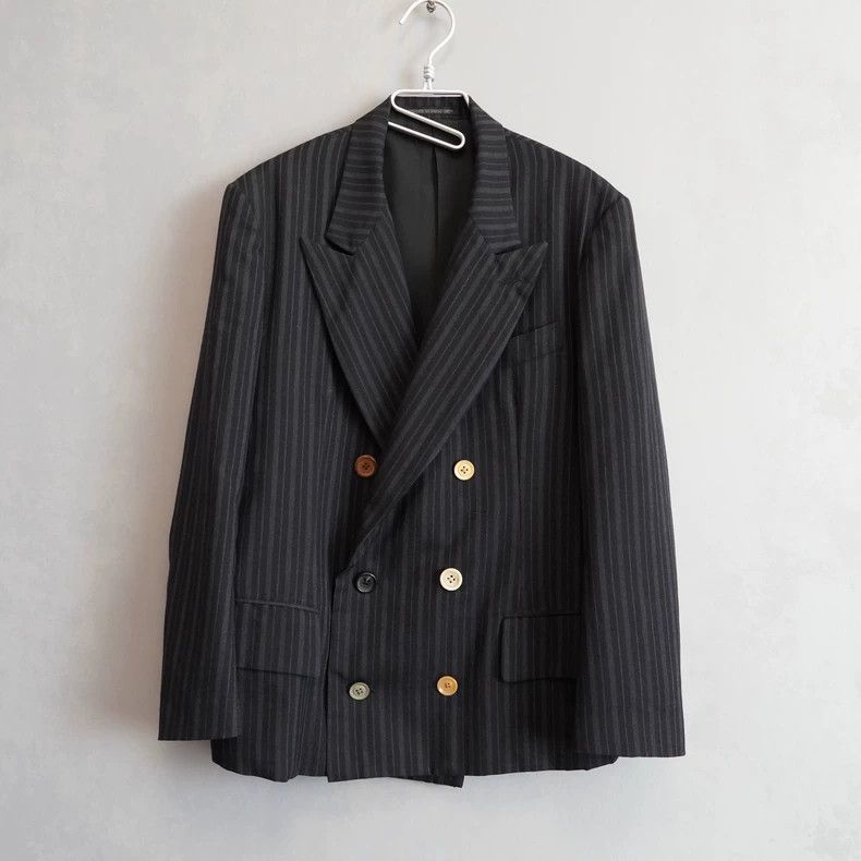Yohji Yamamoto Yohji Yamamoto95AW Luming House Striped Double Breasted Jac Size US M / EU 48-50 / 2 - 2 Thumbnail