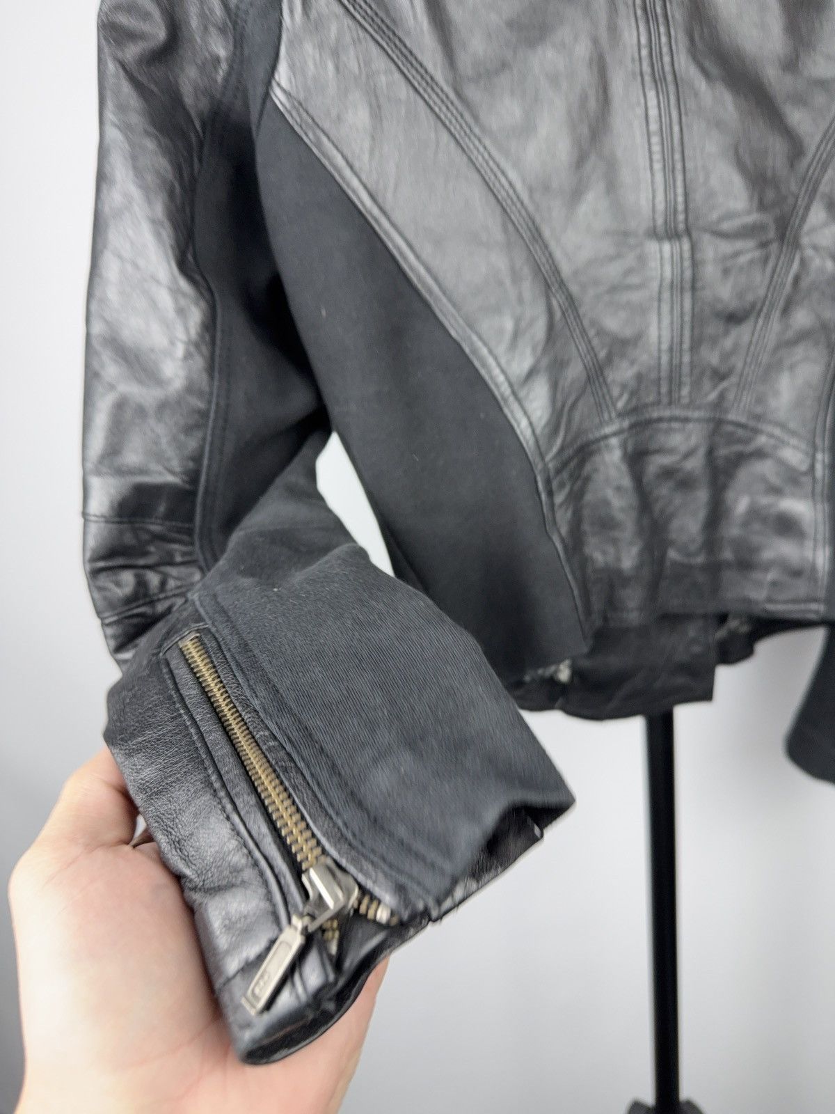 Genuine Leather Vintage Punk Rock Avant Garde Gothic Bomber Leather Jacket Size S / US 4 / IT 40 - 17 Thumbnail