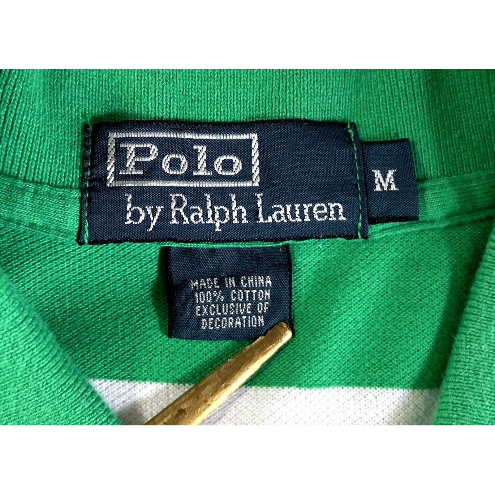 Polo Ralph Lauren Polo Ralph Lauren Polo Shirt Striped Mens Short Sleeve Polo Shirt Sz M Vintage Green White Embroidered Logo Size US M / EU 48-50 / 2 - 7 Thumbnail
