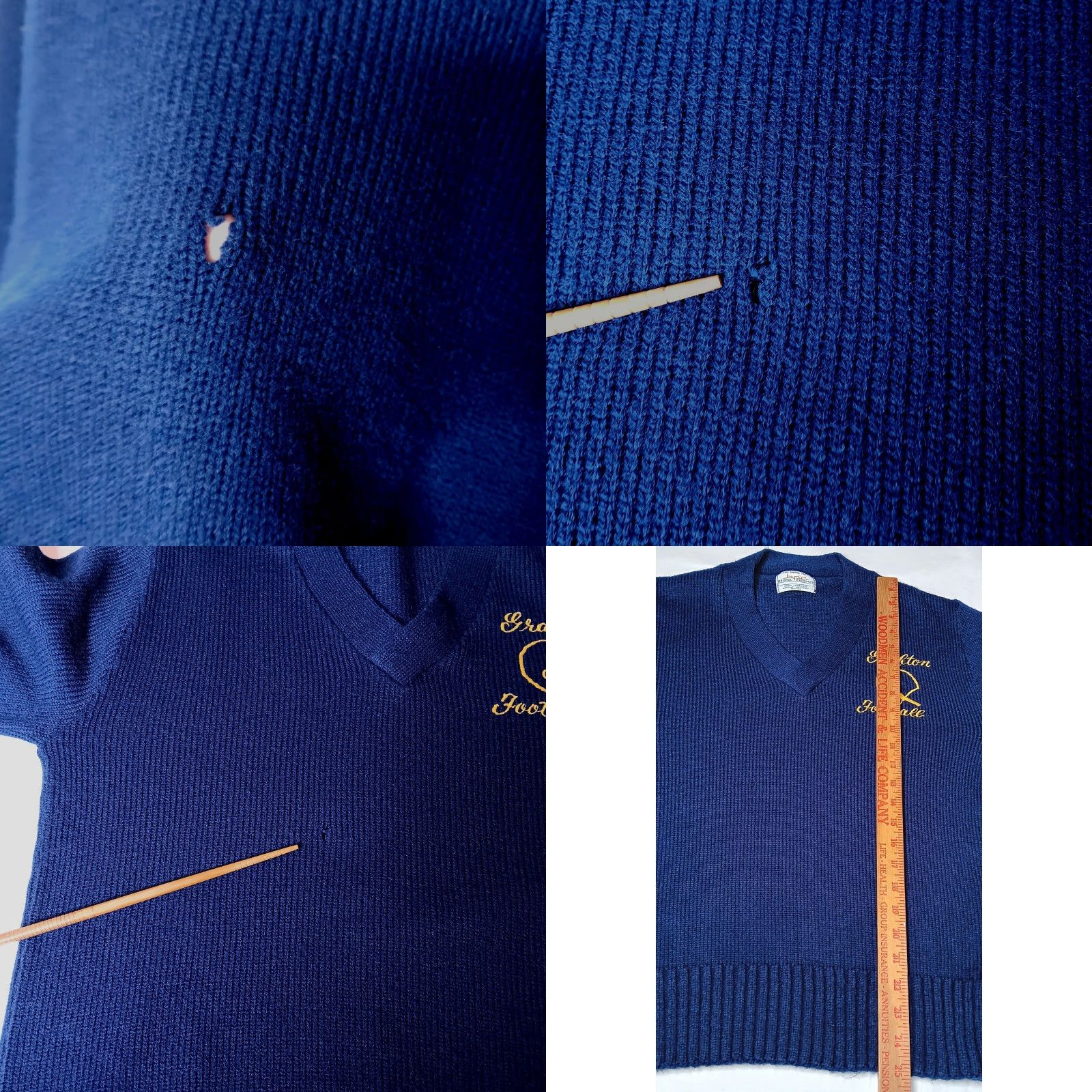 Vintage VINTAGE Bristol Products Sweater Men L Blue Football Embroidered Grafton West Virginia Varsity Size US L / EU 52-54 / 3 - 8 Thumbnail