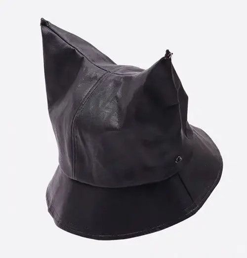 Other Y2k punk cat ears pu leather bucket hat aesthetic Size ONE SIZE - 6 Thumbnail
