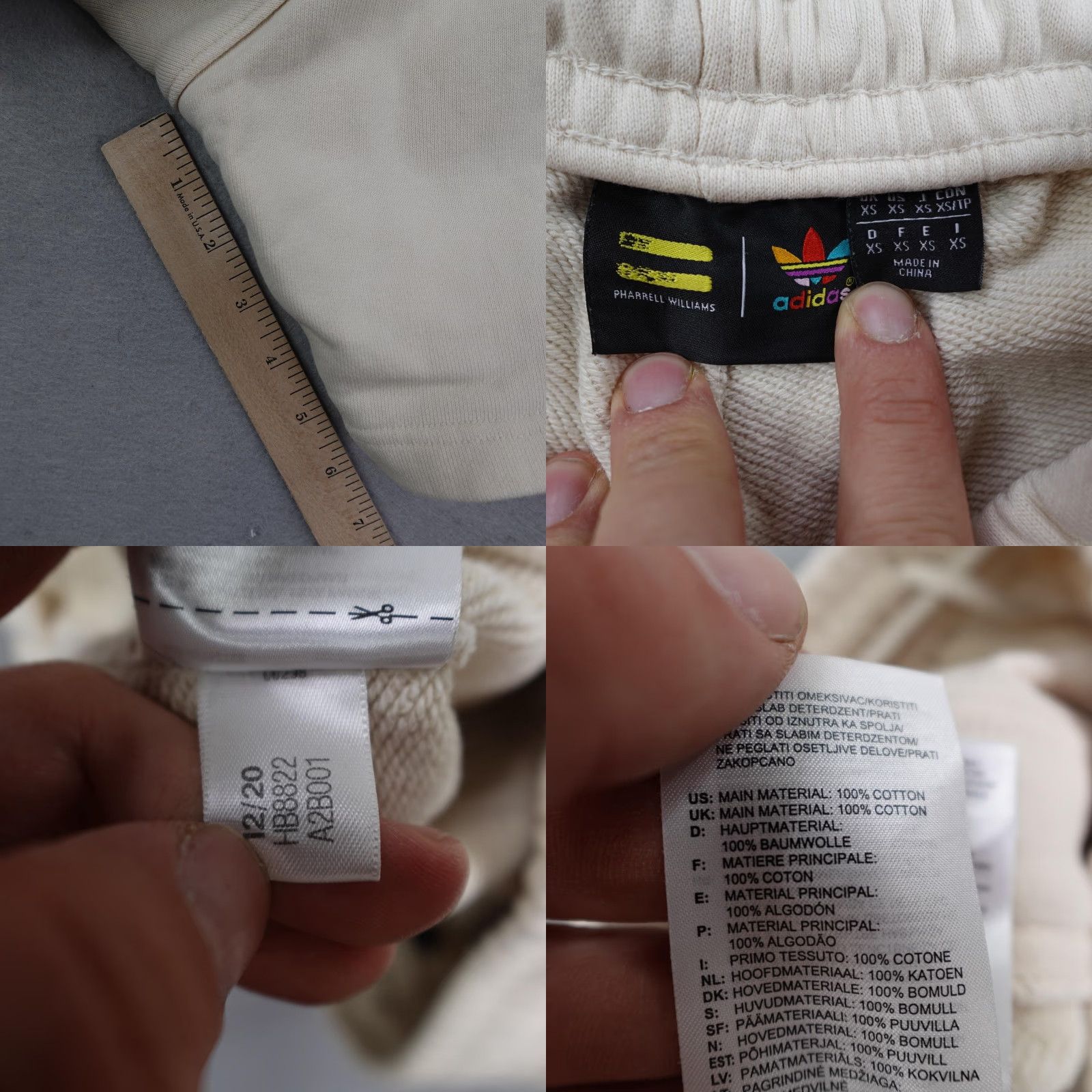 Adidas Adidas Pharrell Williams Humanrace Shorts Mens XS Beige Cotton Solid Gym Activewear Size US 27 - 8 Thumbnail