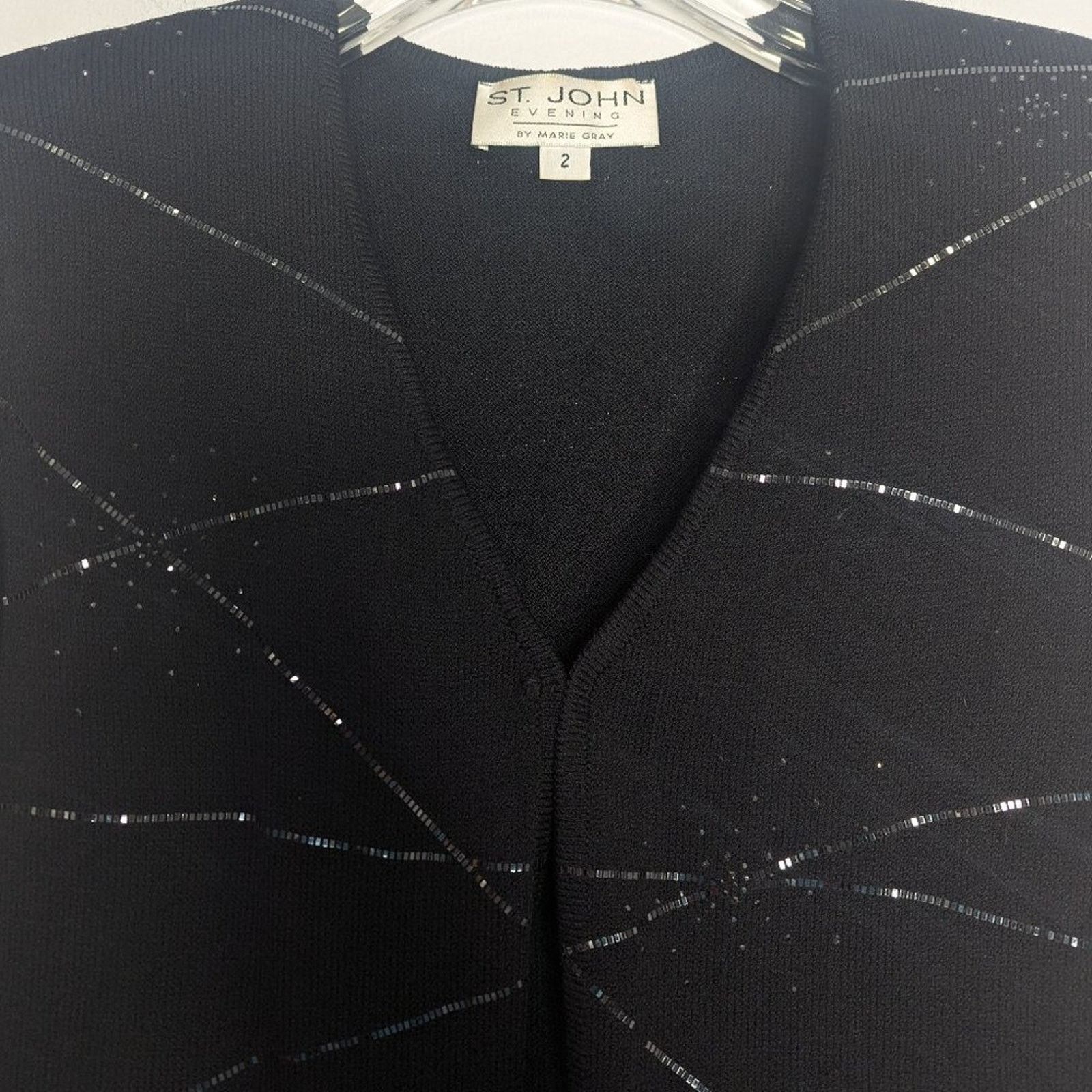 St. John St. John Evening Vintage Black Starburst Sparkle Cardigan Size XS / US 0-2 / IT 36-38 - 4 Thumbnail