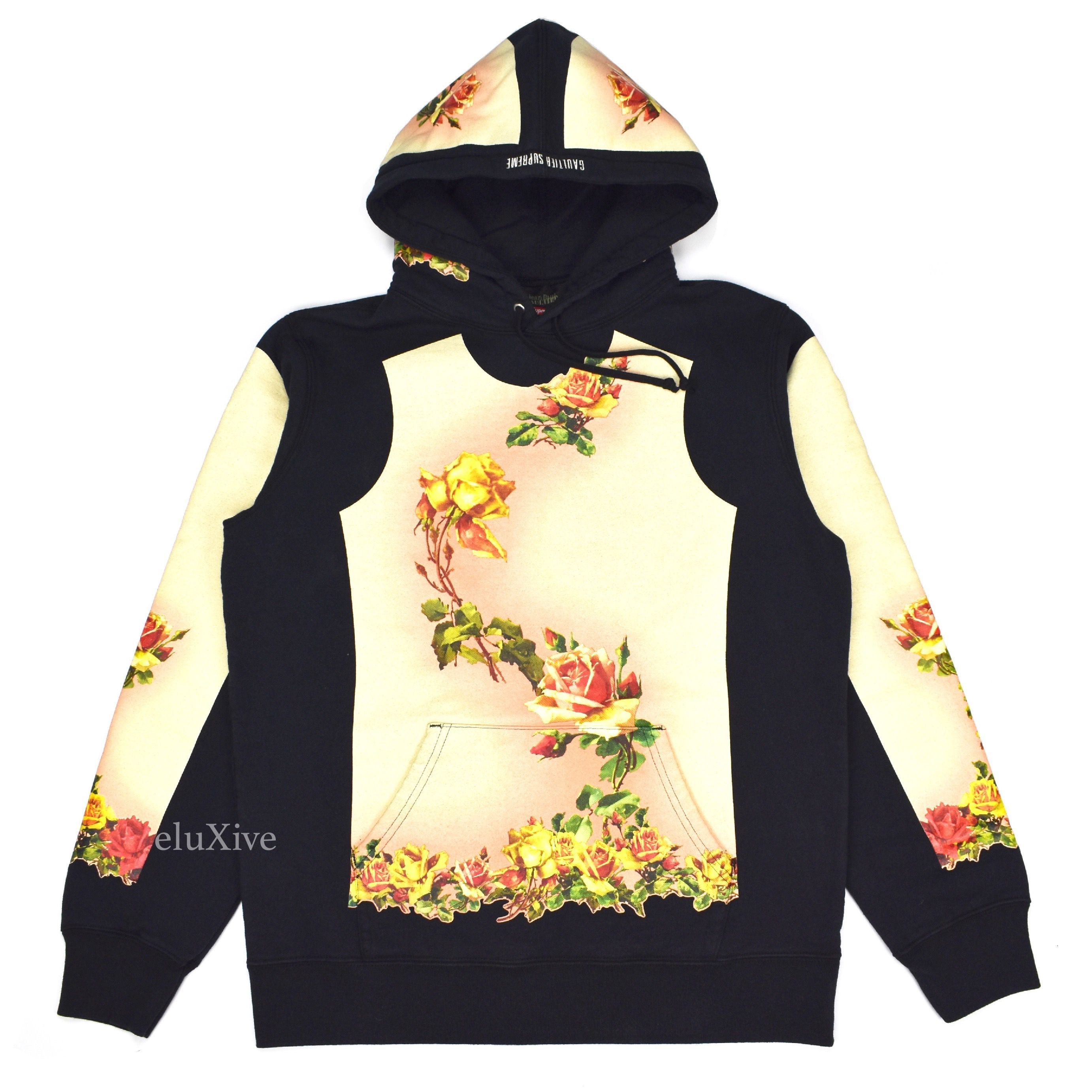 Jean Paul Gaultier × Supreme Black Floral Print Hoodie DS Size US M / EU 48-50 / 2 - 1 Preview