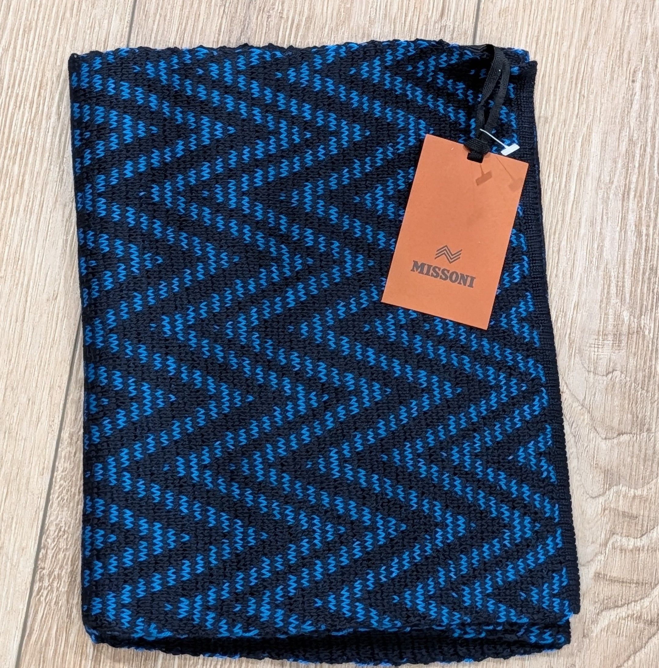 Missoni MISSONI Herringbone Wool Blend Scarf Blue Multi Size ONE SIZE - 1 Thumbnail
